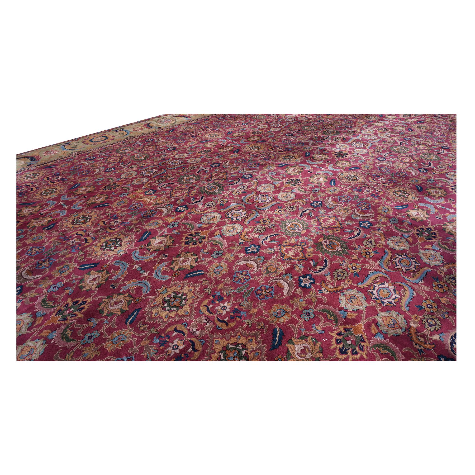 Early 20th Century 26'X42' Palace Sized Antique Laristan Wool Handmade Rug For Sale 8