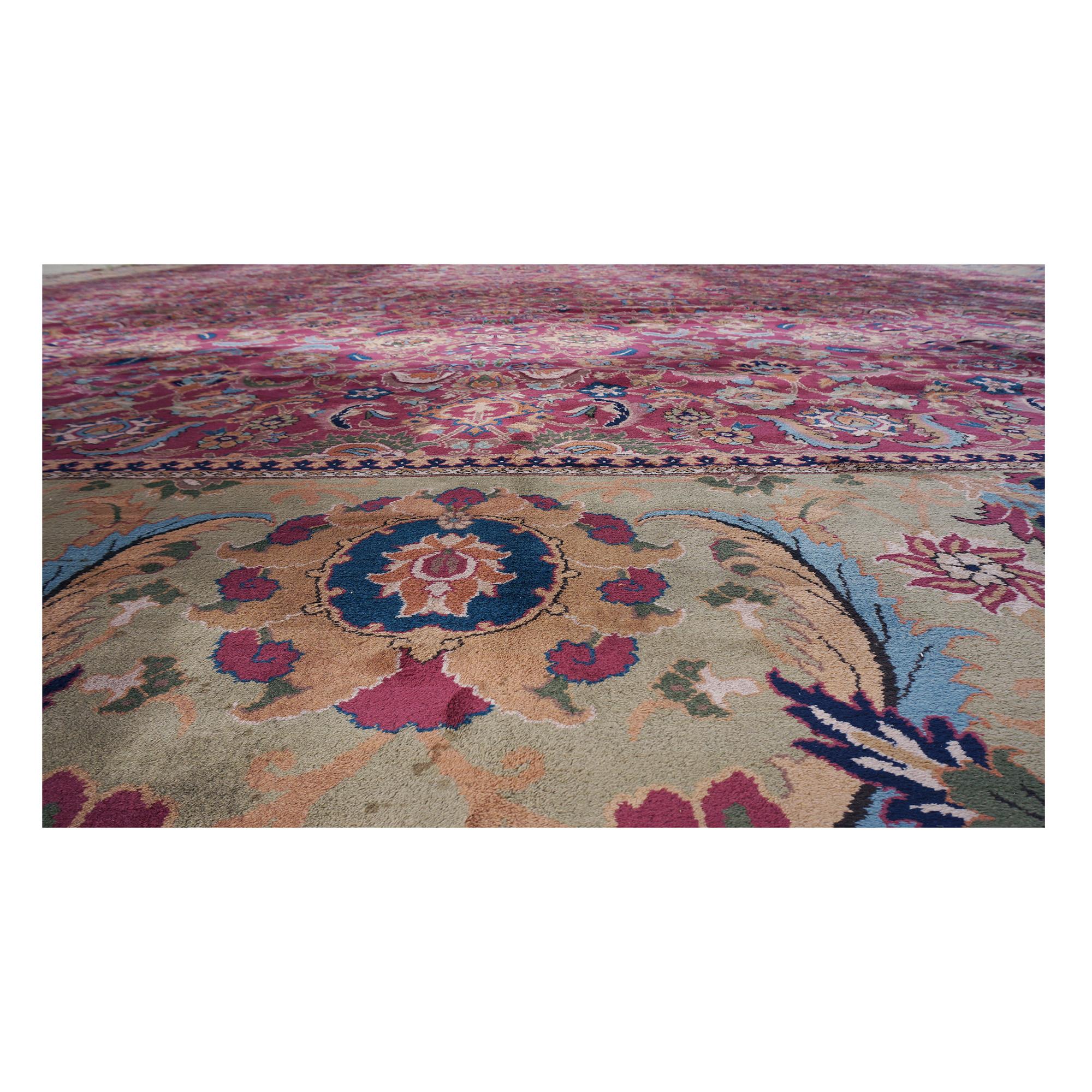Early 20th Century 26'X42' Palace Sized Antique Laristan Wool Handmade Rug For Sale 9