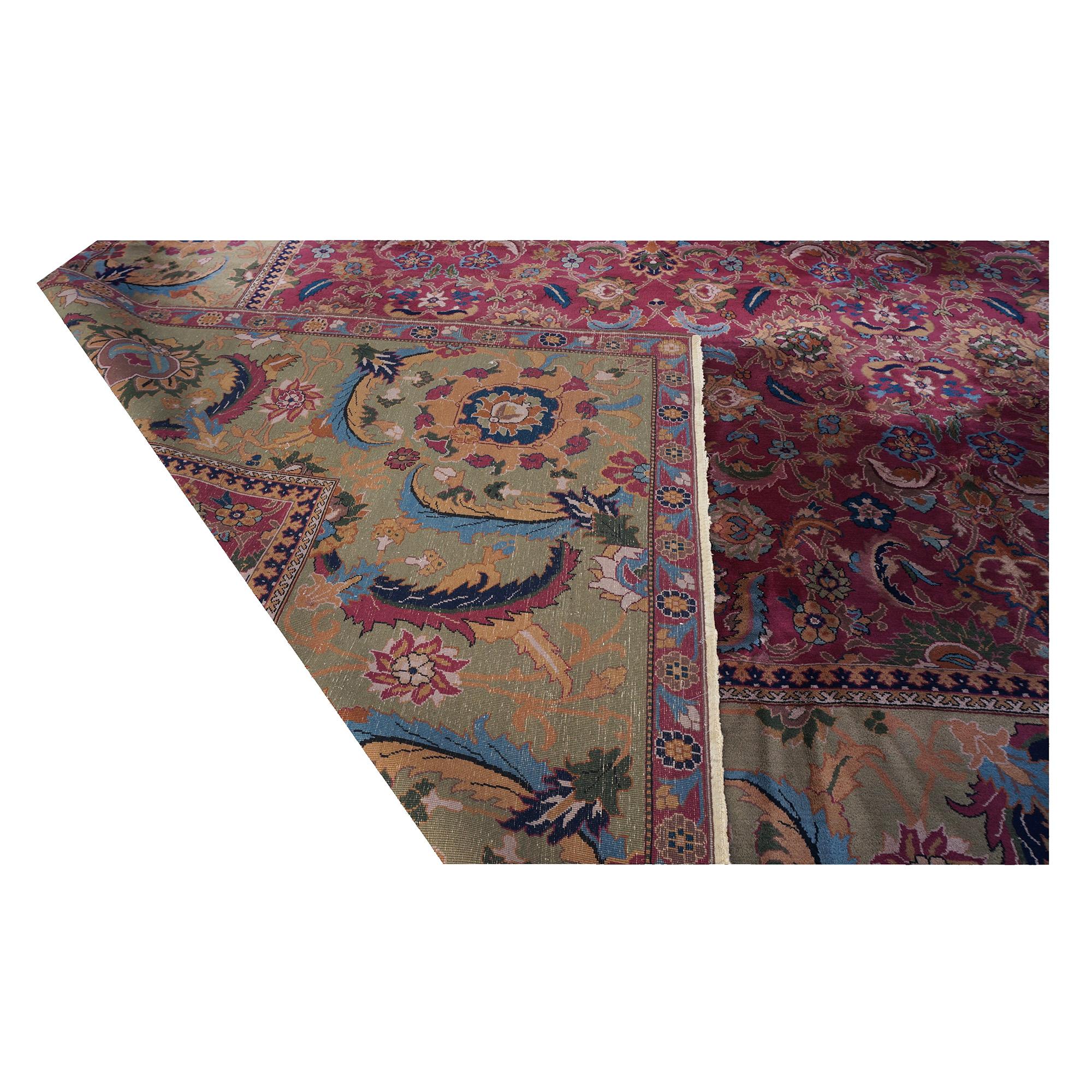 Early 20th Century 26'X42' Palace Sized Antique Laristan Wool Handmade Rug For Sale 10