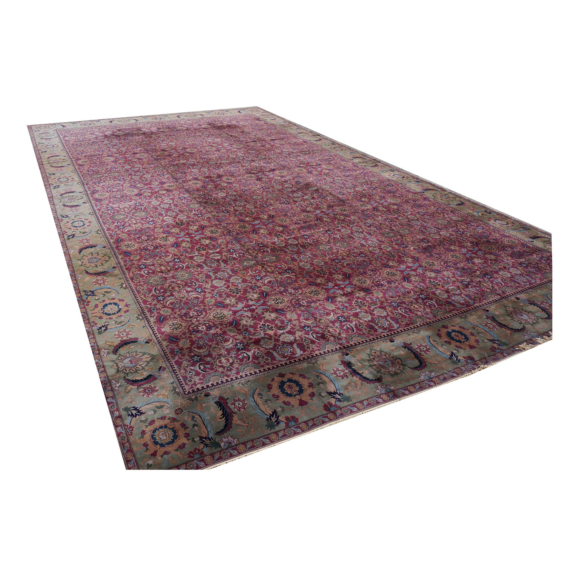Tissé à la main Tapis ancien en laine de Laristan fait main du début du 20ème siècle, de taille palais, 26'X42' en vente