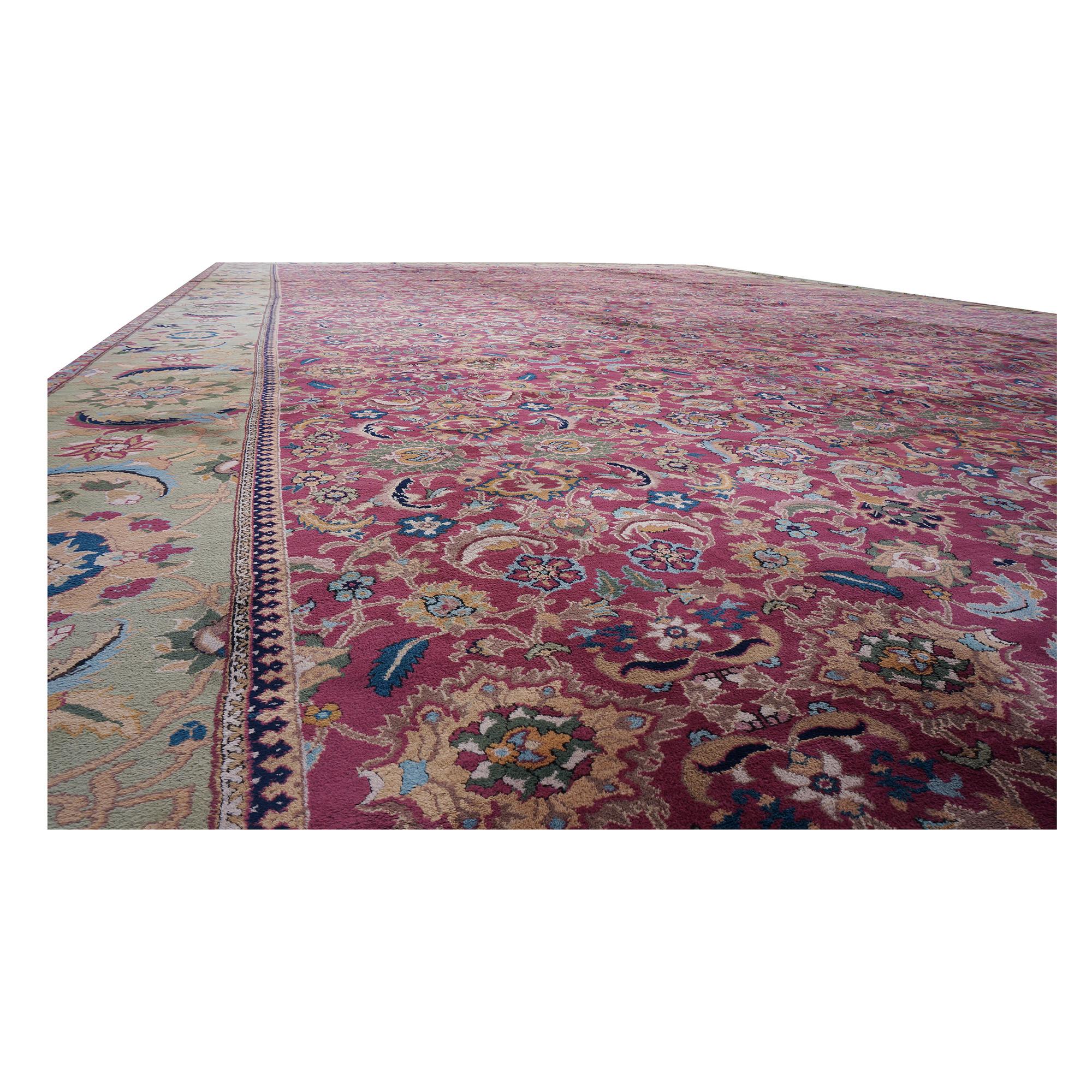 Early 20th Century 26'X42' Palace Sized Antique Laristan Wool Handmade Rug For Sale 1