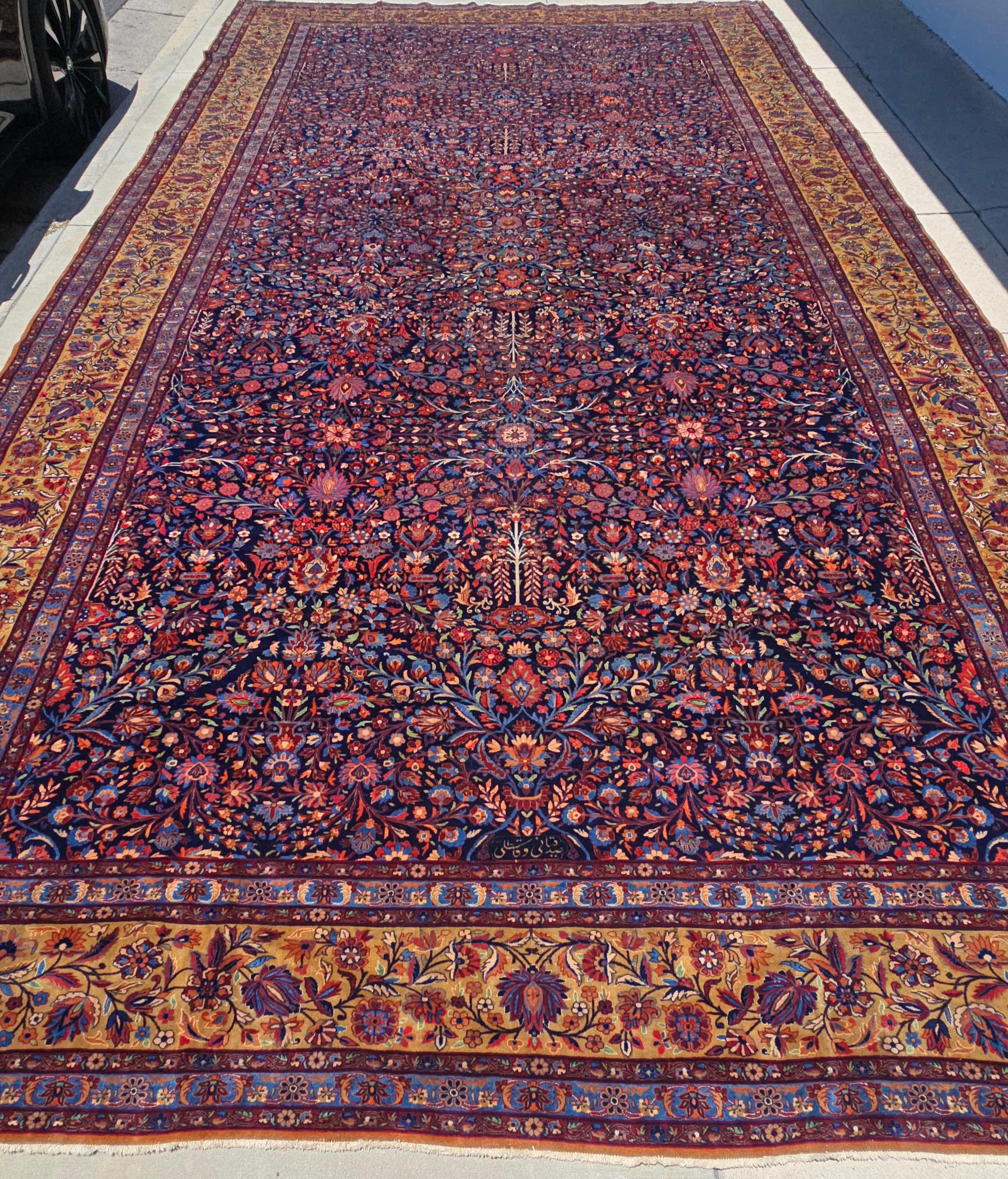 Palace sized Antique Persian Mohtashem Kashan 9.10x19.8 For Sale 7