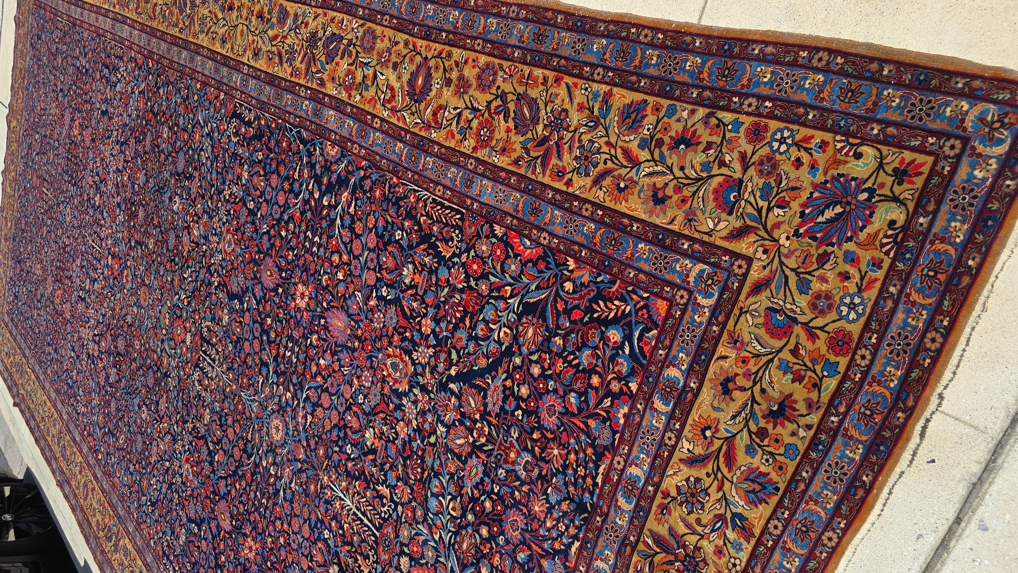 20th Century Palace sized Antique Persian Mohtashem Kashan 9.10x19.8 For Sale