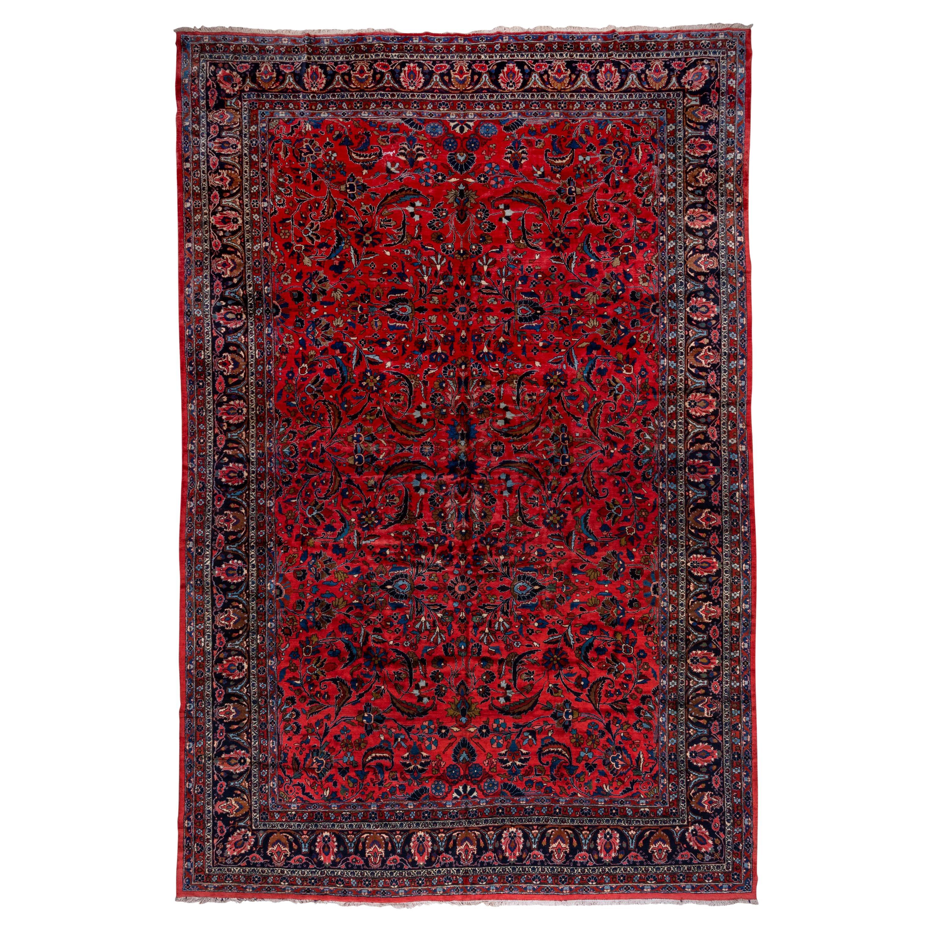 Palace Sized Antique Persian Red Lilian Carpet, circa 1920s