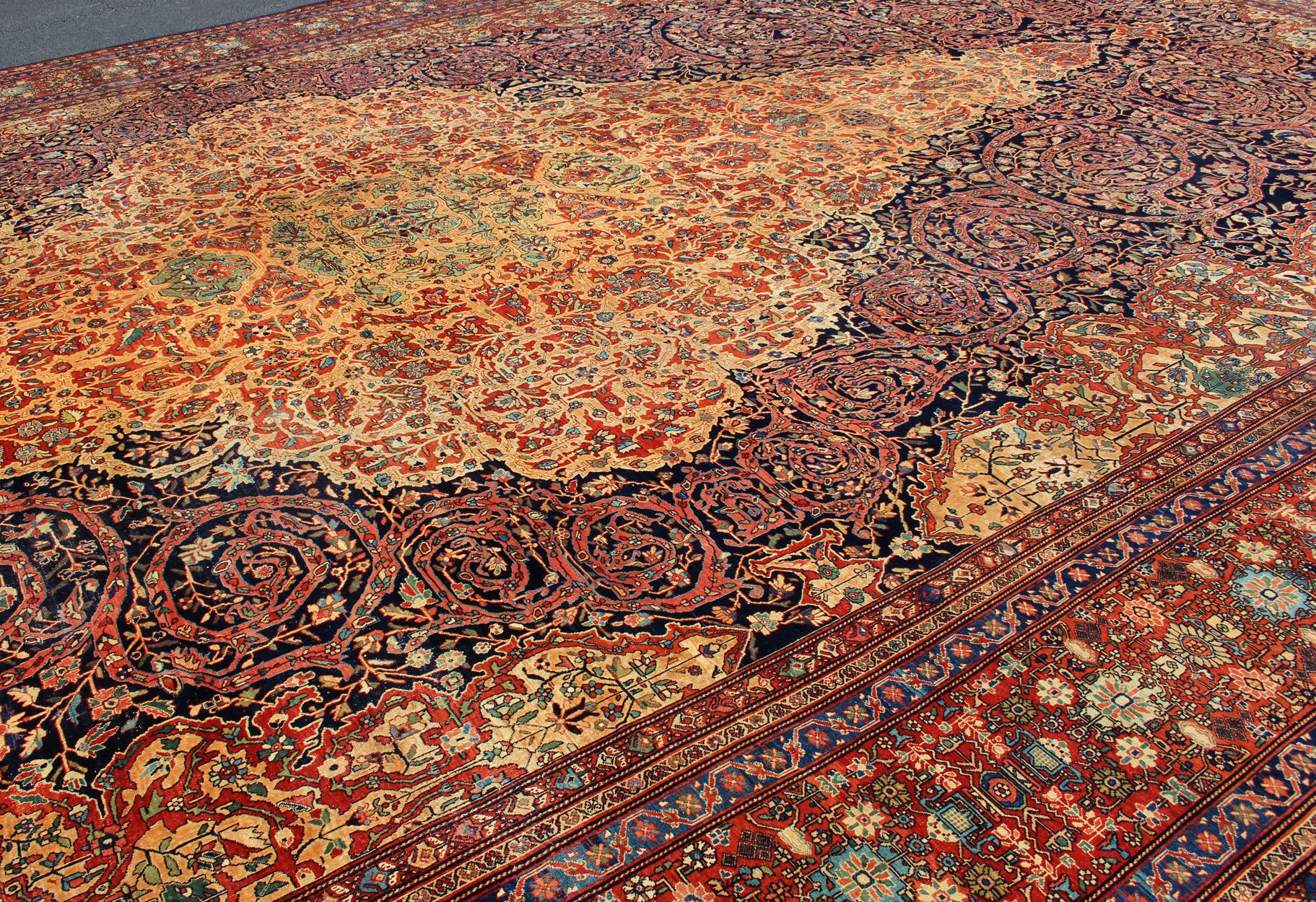 Sarouk Farahan Palace-Sized  Extremely Finely Woven Antique Sarouk-Farahan Persian Rug  For Sale