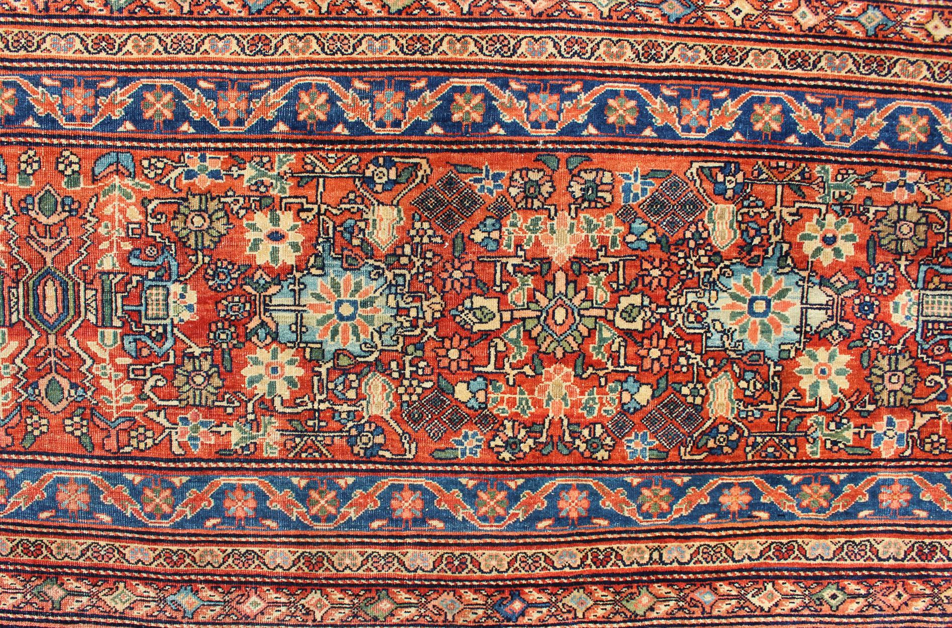 Palace-Sized  Extremely Finely Woven Antique Sarouk-Farahan Persian Rug  For Sale 1
