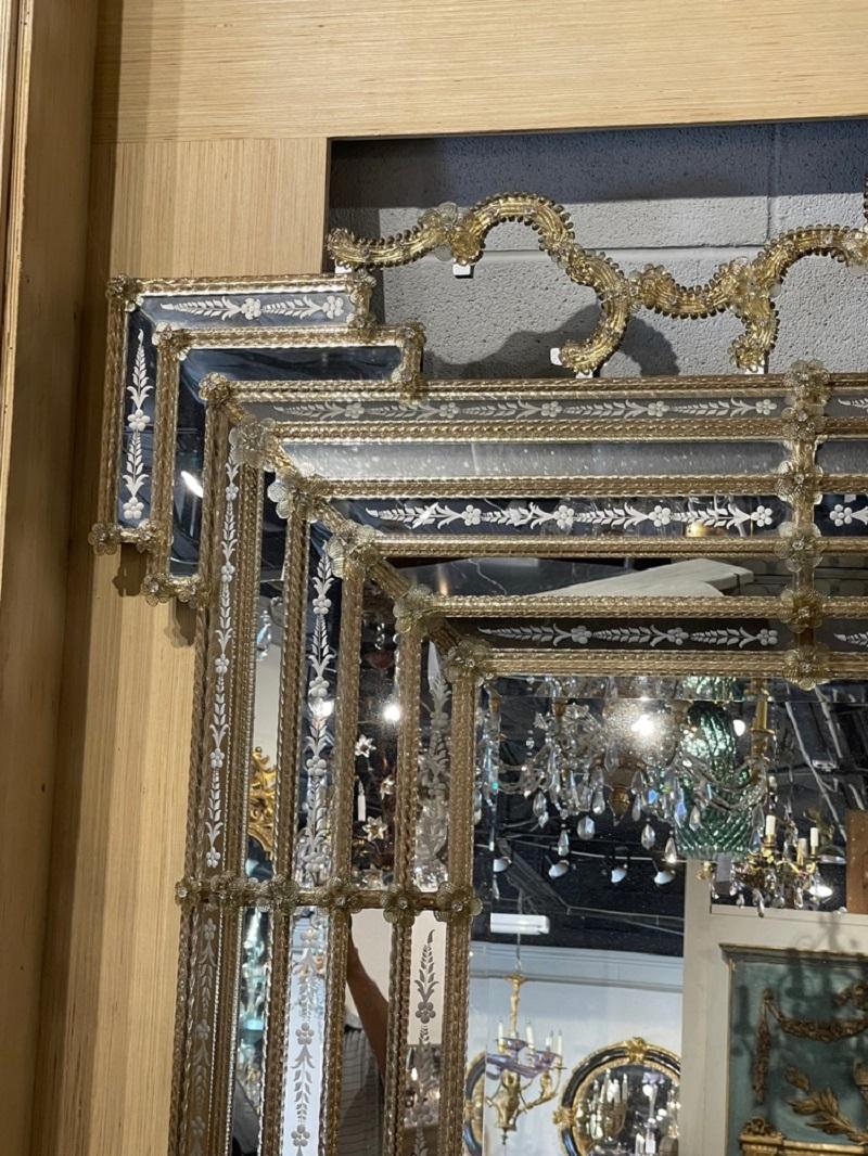 Blown Glass Palace Sized Venetian Mirror For Sale