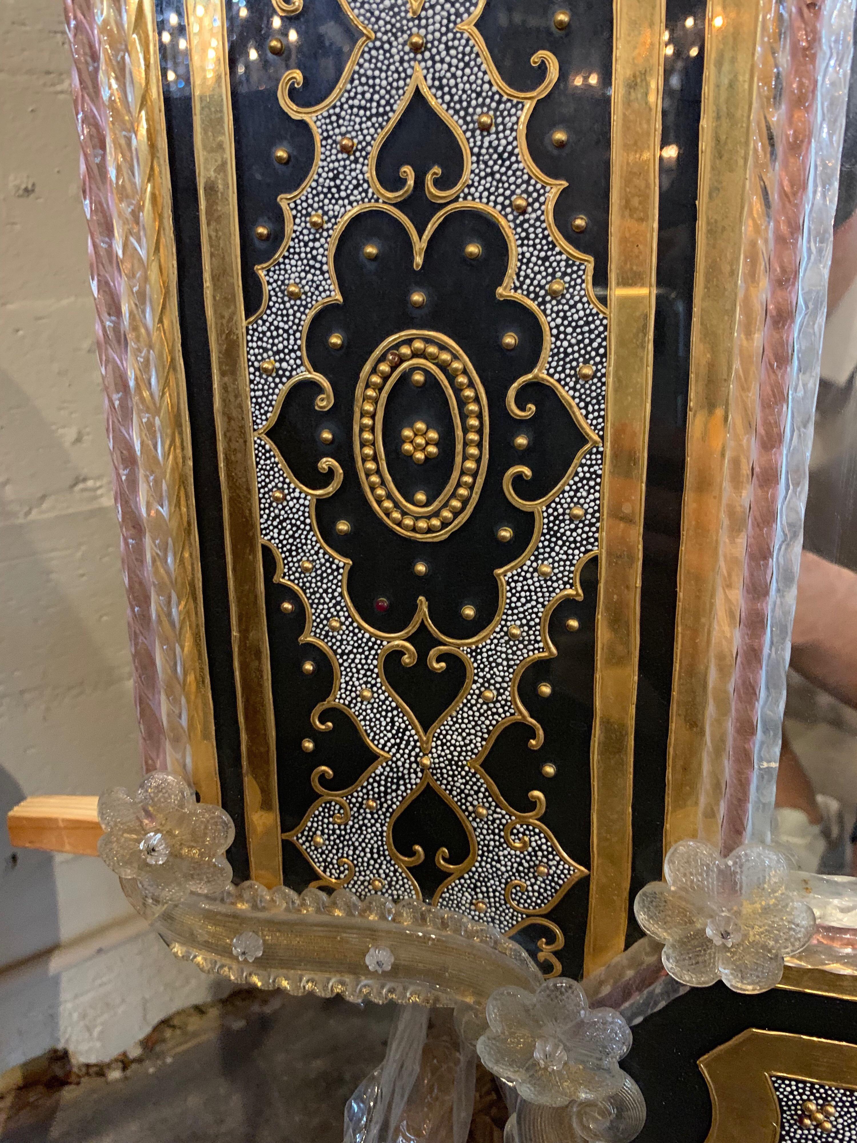 Italian Palace Venetian Reverse Painted Mirror