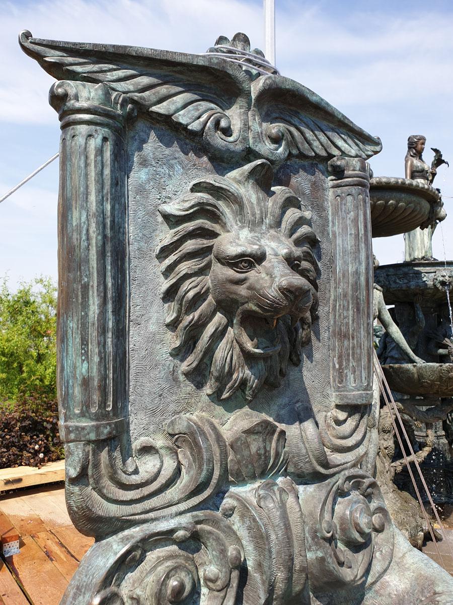 Neoclassical Palace Wall Bronze Fountain with a Lion, 20th Century For Sale