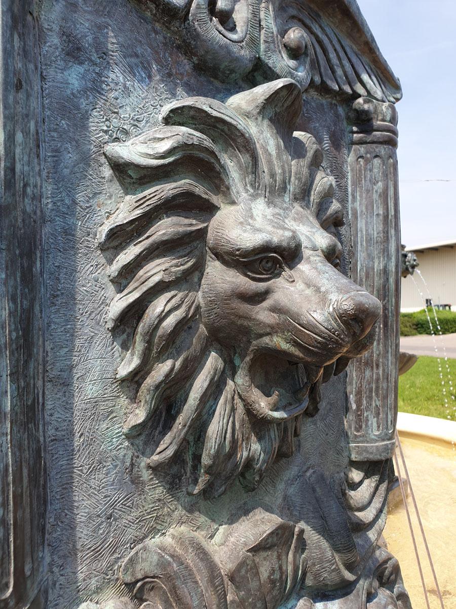 Italian Palace Wall Bronze Fountain with a Lion, 20th Century For Sale