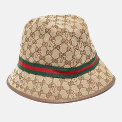 Palace x Gucci Brown GG Web Detail Canvas Fedora Hat