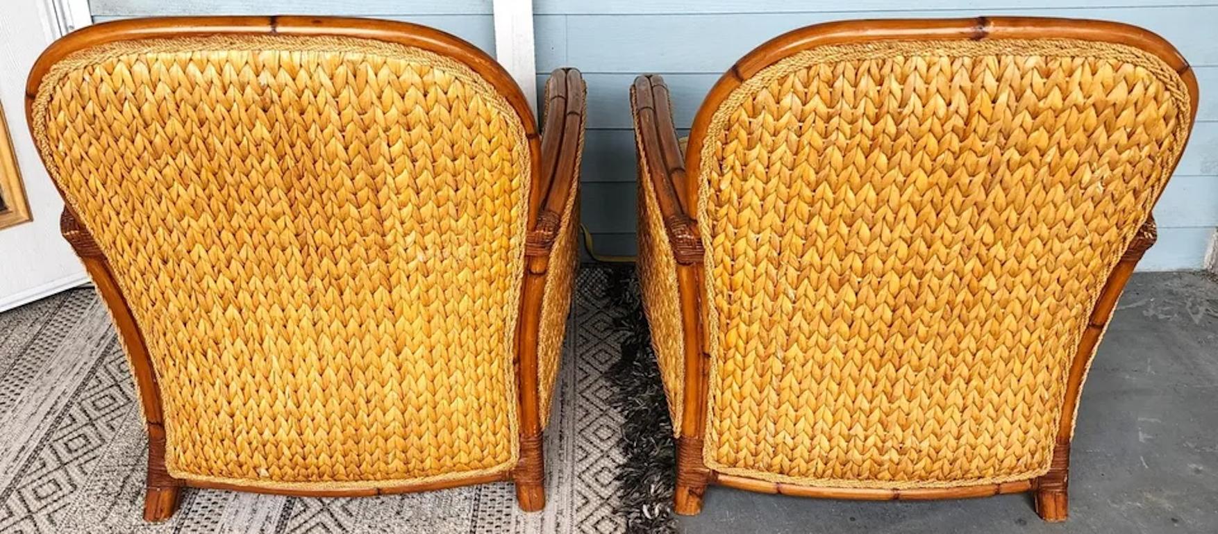 Palacek Lounge Chairs Pair Coastal Beach House In Good Condition For Sale In Lake Worth, FL