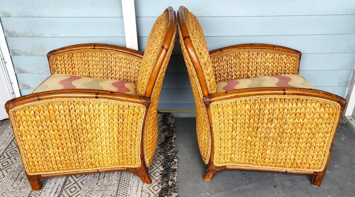Late 20th Century Palacek Lounge Chairs Pair Coastal Beach House For Sale