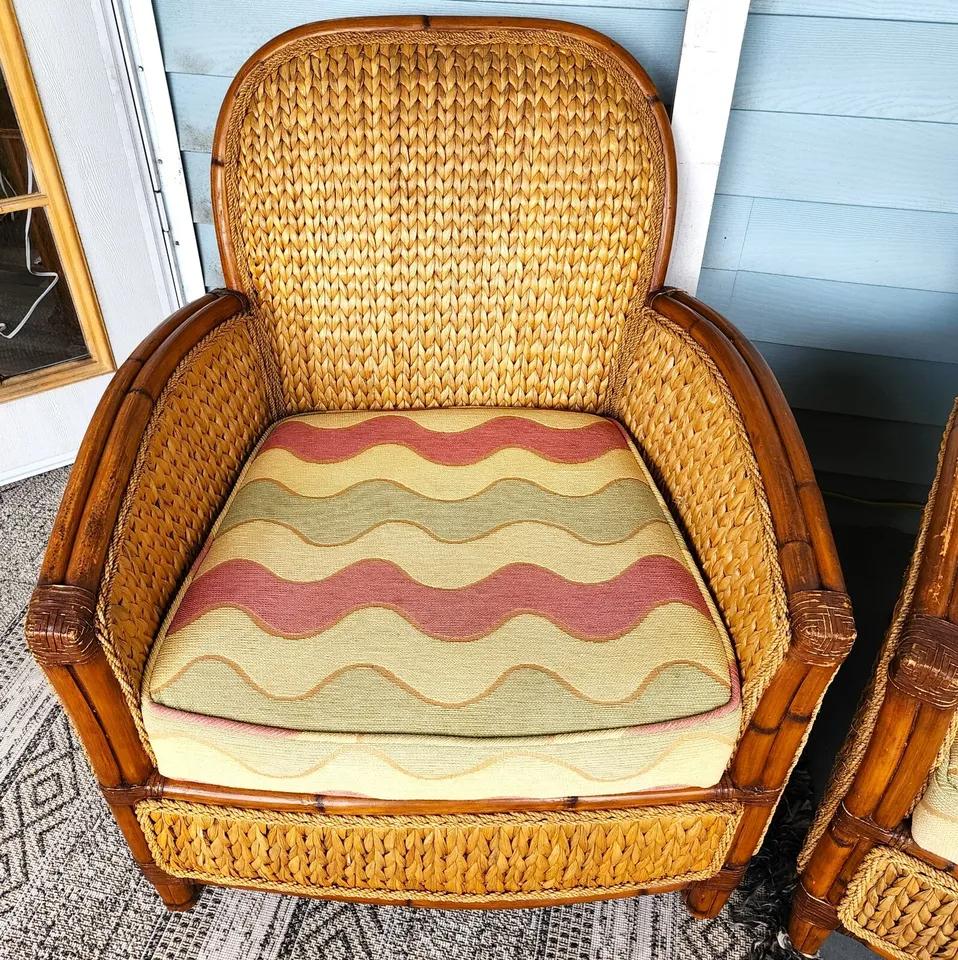 Palacek Lounge Chairs Pair Coastal Beach House For Sale 1