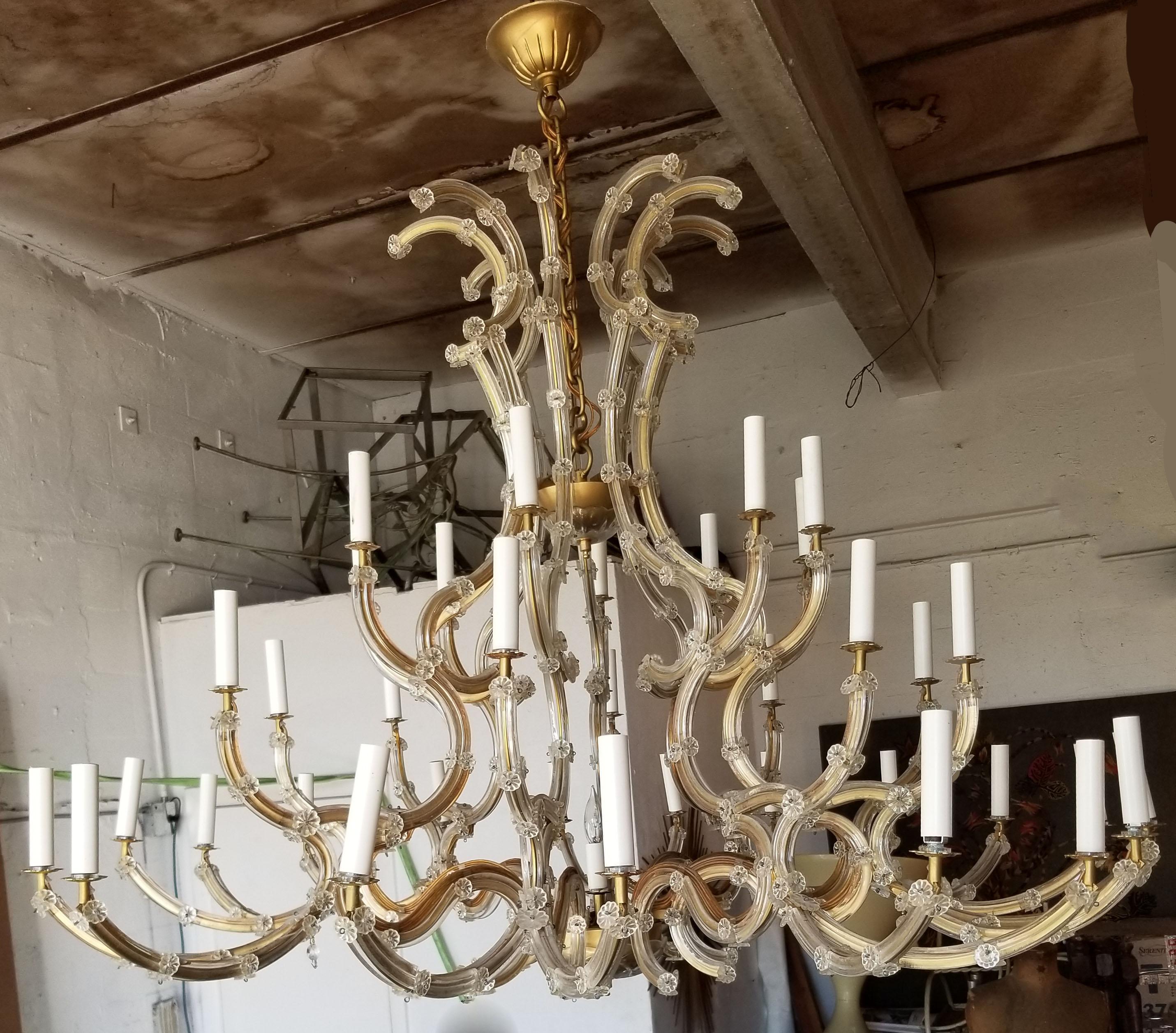 Fantastic 37 light huge Venetian chandelier.

 Measures: Pictured with 13