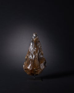 Palaeolithic Tear-Drop Stone Axe Made by Early Humans with Bronze Base