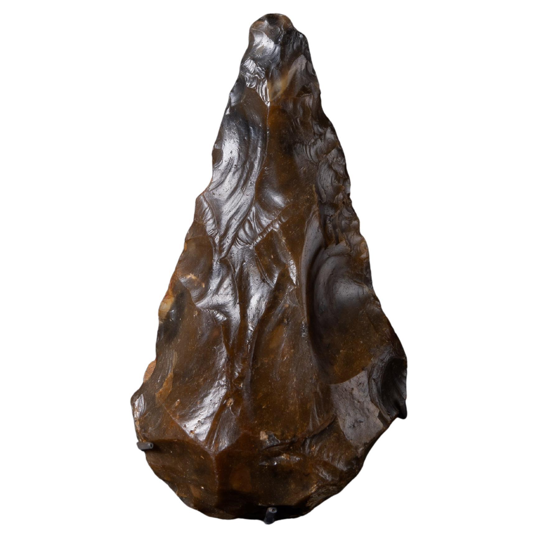 Palaeolithic Tear-Drop Stone Axe Made by Early Humans with Bronze Base For Sale
