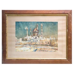 Palais Oriental dans Wüste Acquarello Firmato e Datento Albert Hunneman 1934