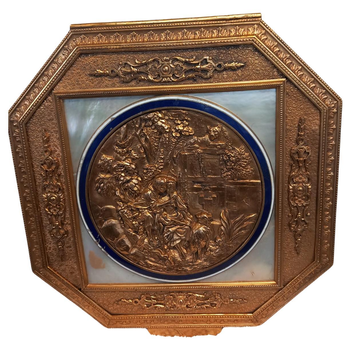 Palais Royal gilt bronze and mother of pearl jewellery casket or trinket box For Sale