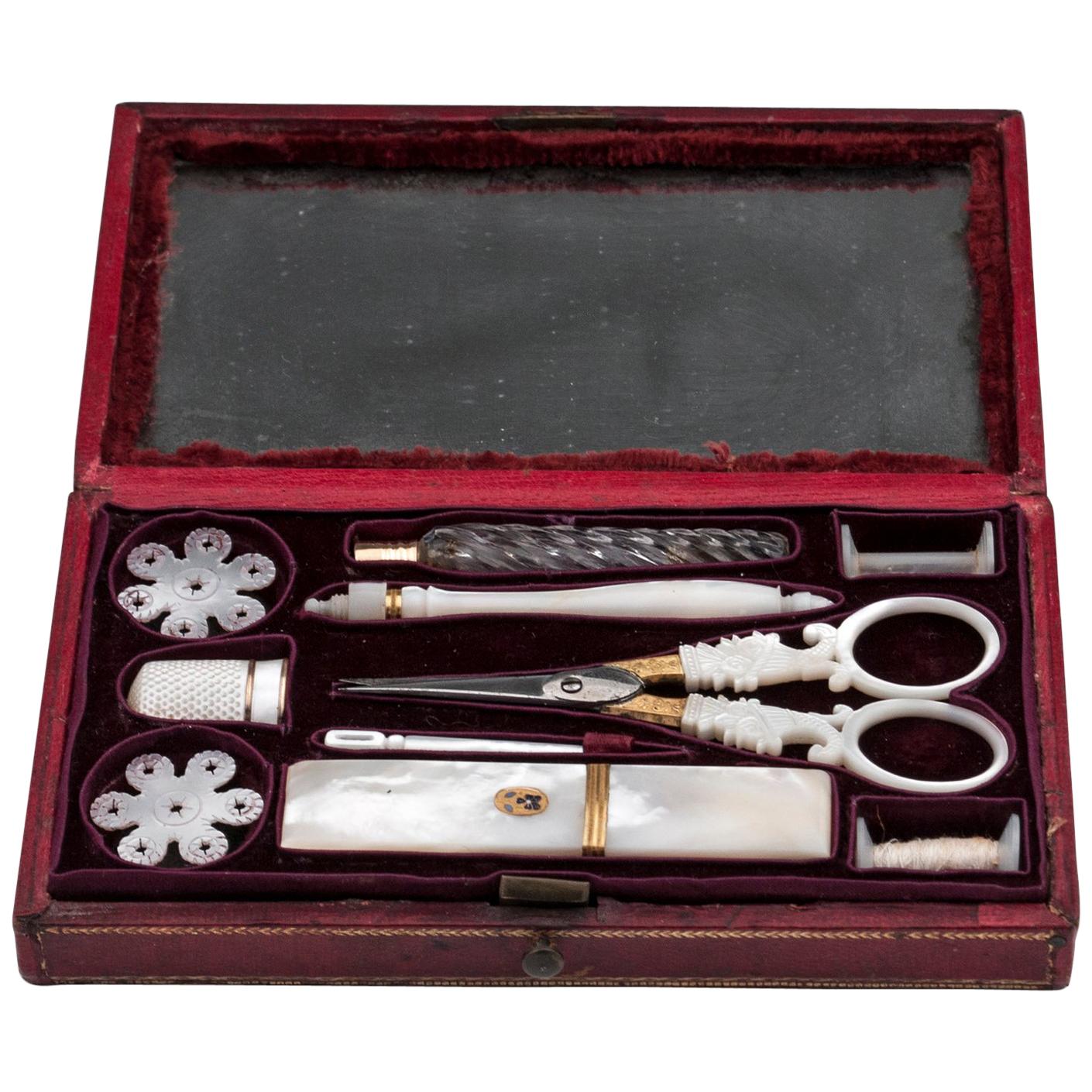Palais Royal Leather Case Necessaire, 19th Century For Sale