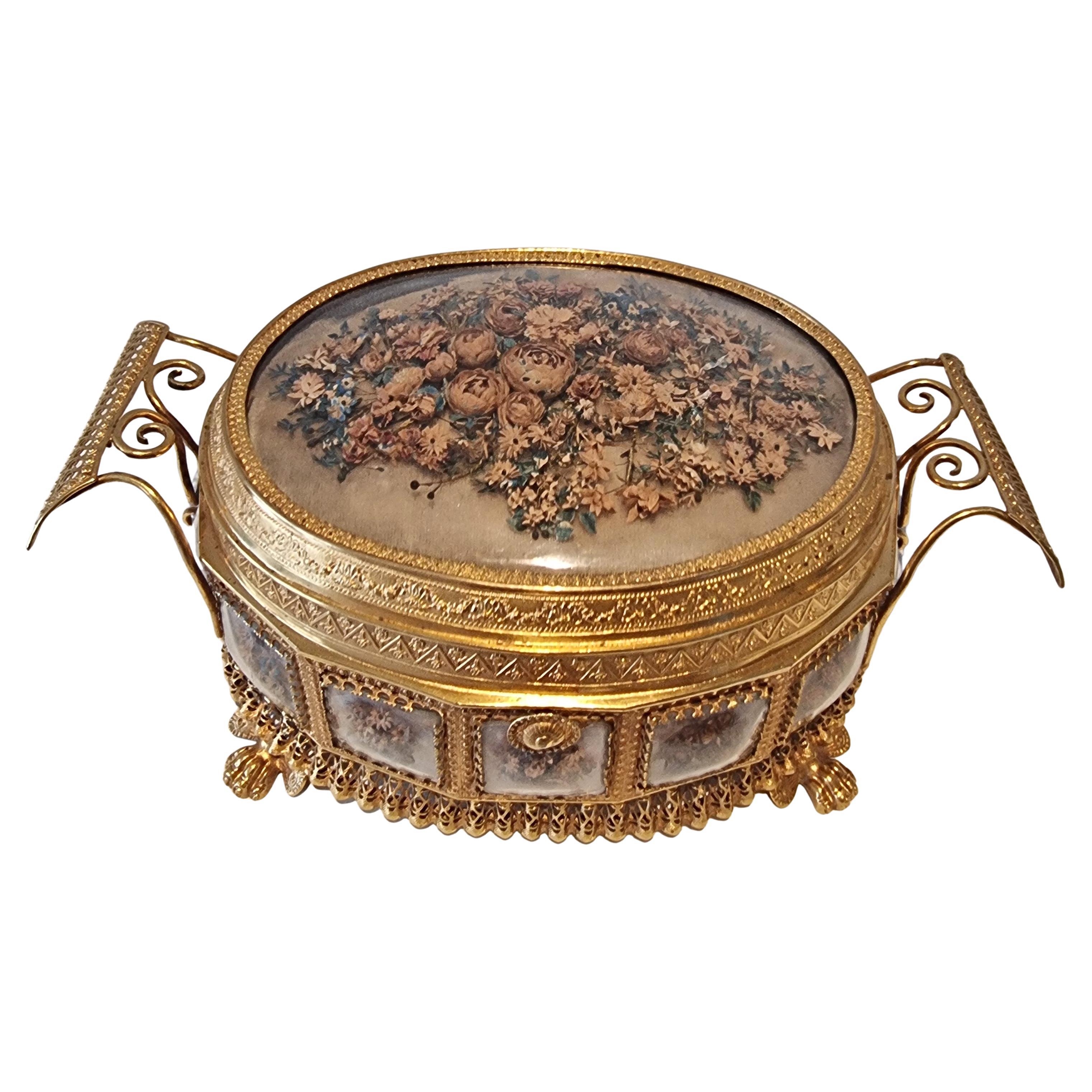 Palais Royal Mother of Pearl and Ormolu Jewellery Box For Sale