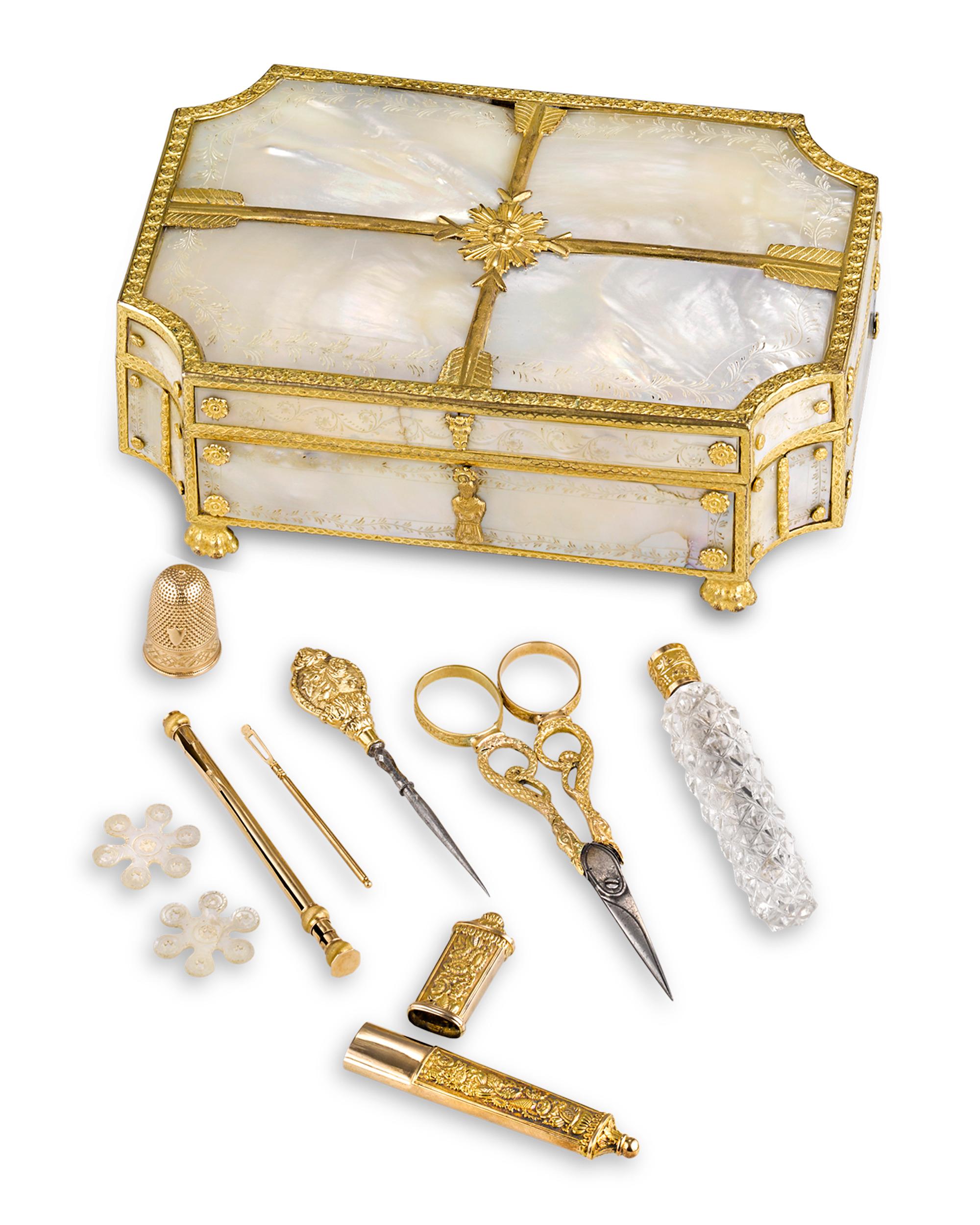 Gilt Palais Royal Mother-of-Pearl Sewing Box