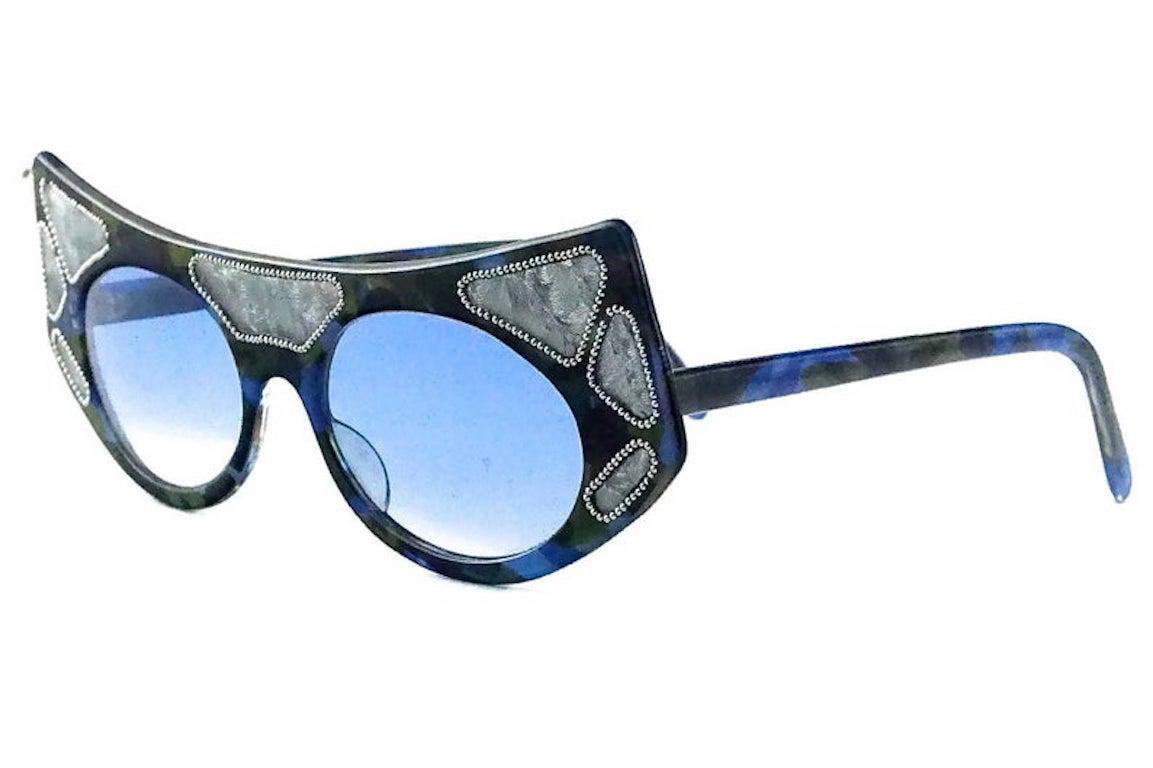 Black PALAIS ROYAL PARIS Camouflage Mother of Pearl Effect Blue Gradient Sunglasses For Sale
