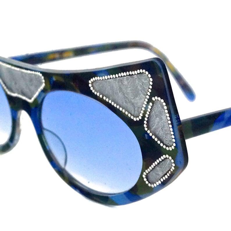 Women's PALAIS ROYAL PARIS Camouflage Mother of Pearl Effect Blue Gradient Sunglasses For Sale