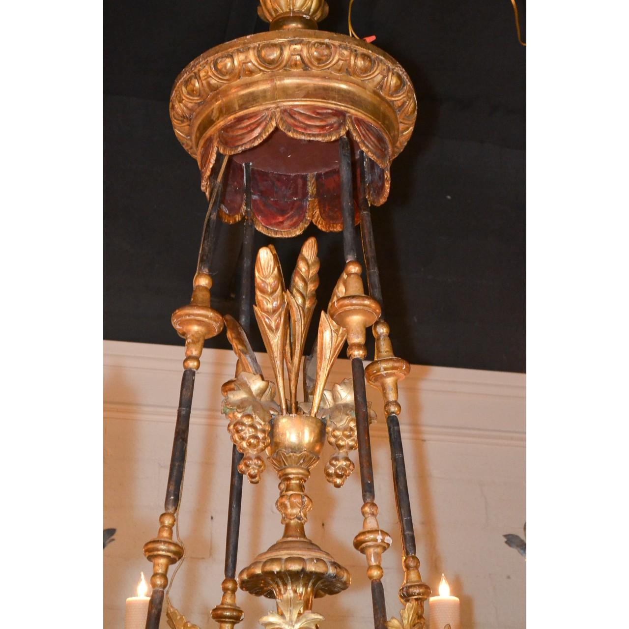 Hand-Carved Palatial 18th Century French Carved Giltwood Chandelier