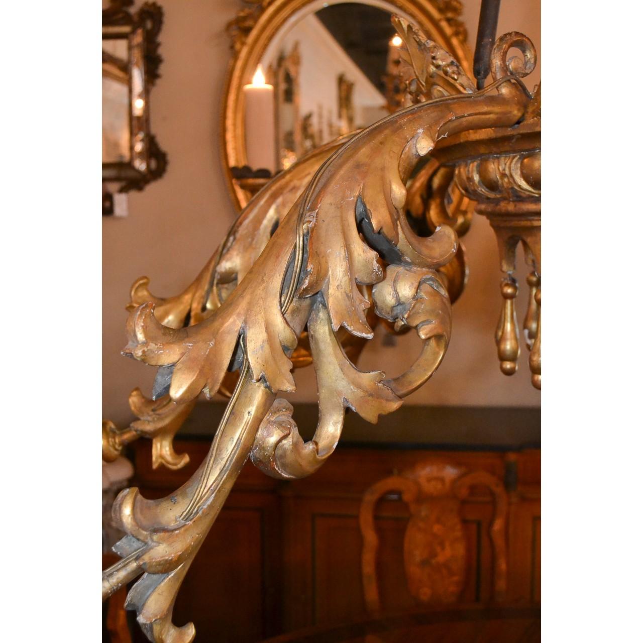 Palatial 18th Century French Carved Giltwood Chandelier 4