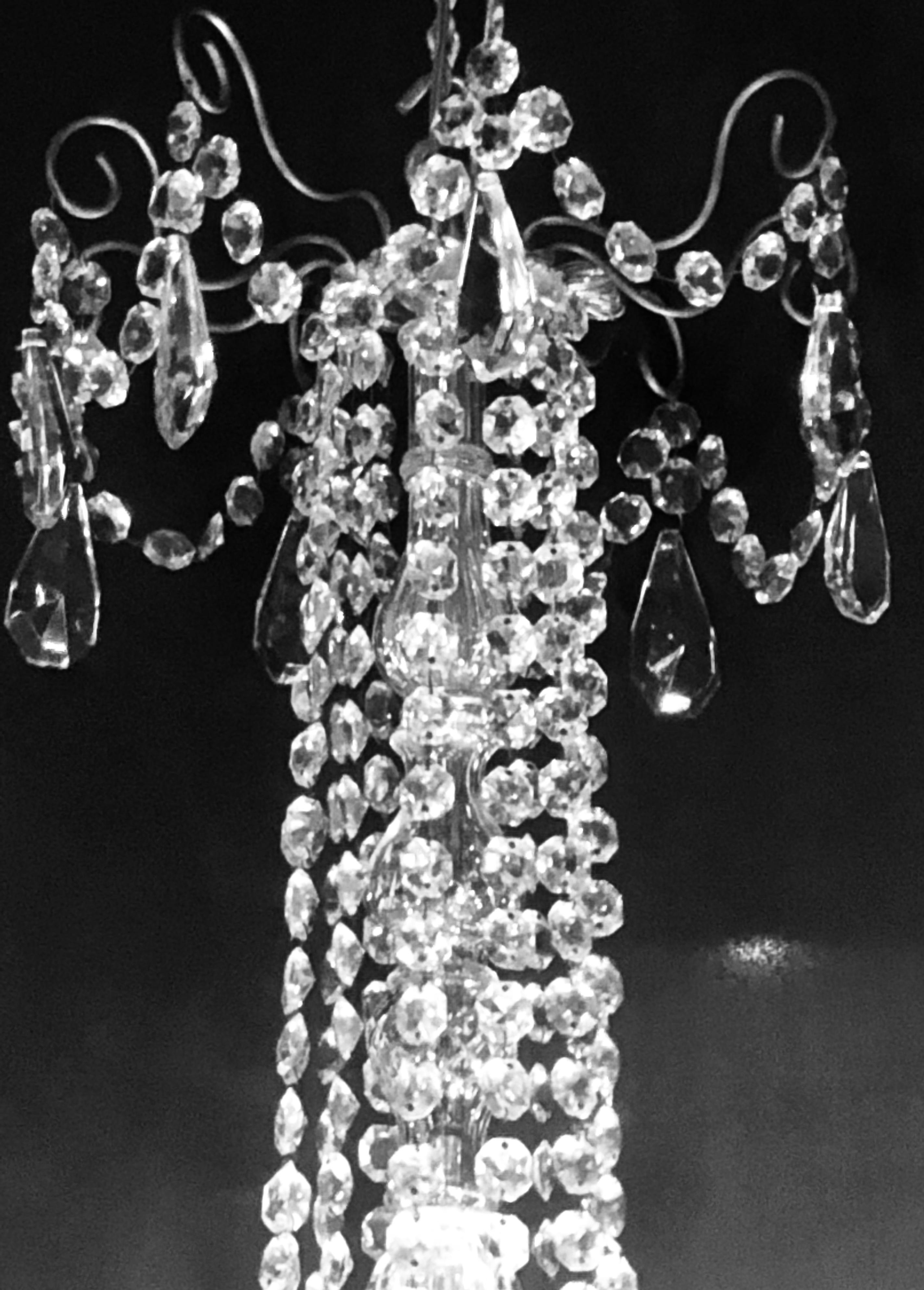 Palatial 19th-20th Century Thirty-Light Crystal and Brass Column Form Chandelier For Sale 6