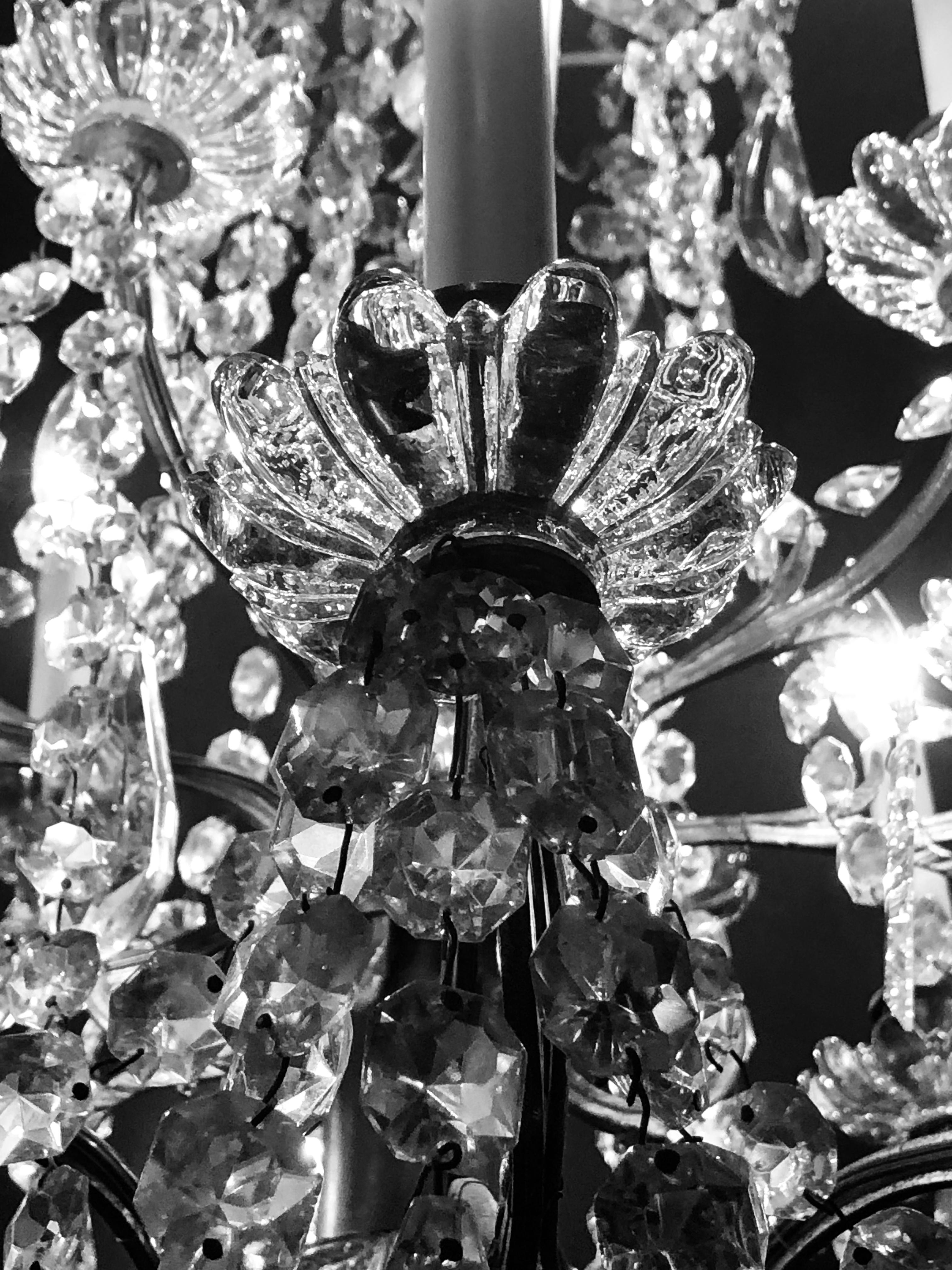 Palatial 19th-20th Century Thirty-Light Crystal and Brass Column Form Chandelier For Sale 10