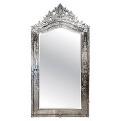 Palatial 19th c. Venetian Etched Glass Mirror