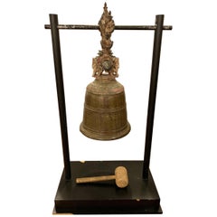 Antique Palatial 19th Century Bronze Bell on Stand W. Gong