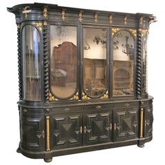 Antique Palatial 19th Century English Jacobean Gun Cabinet