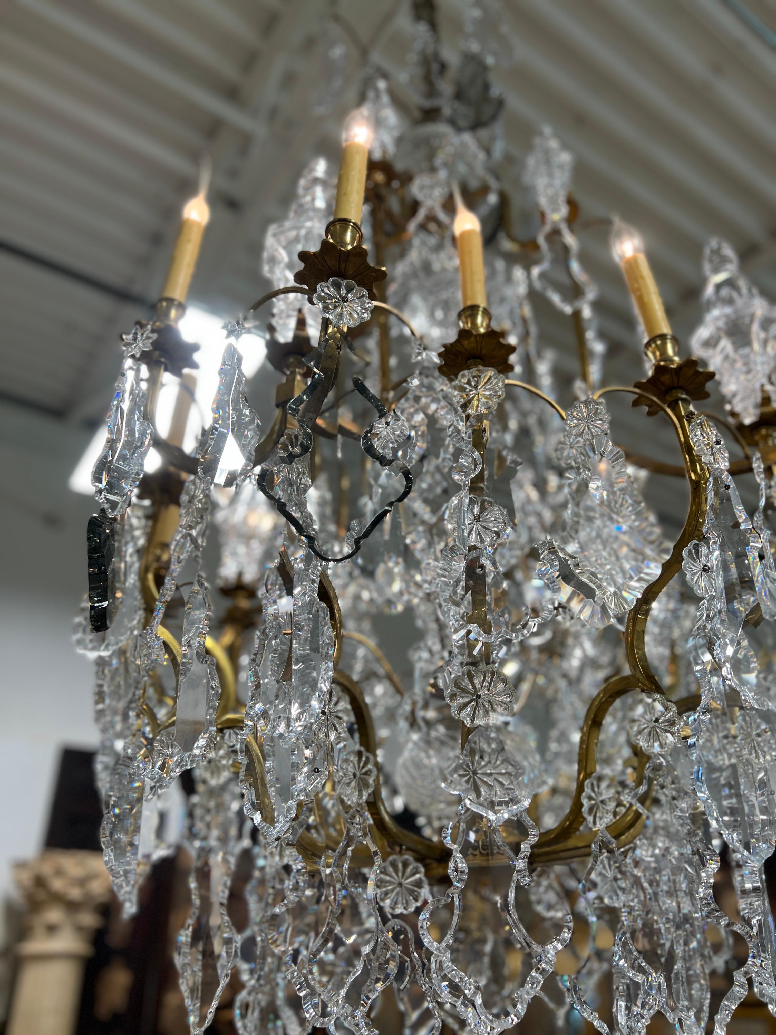 Palatial 19th Century French Louis XV Gilt Bronze & Crystal 16-Light Chandelier For Sale 8