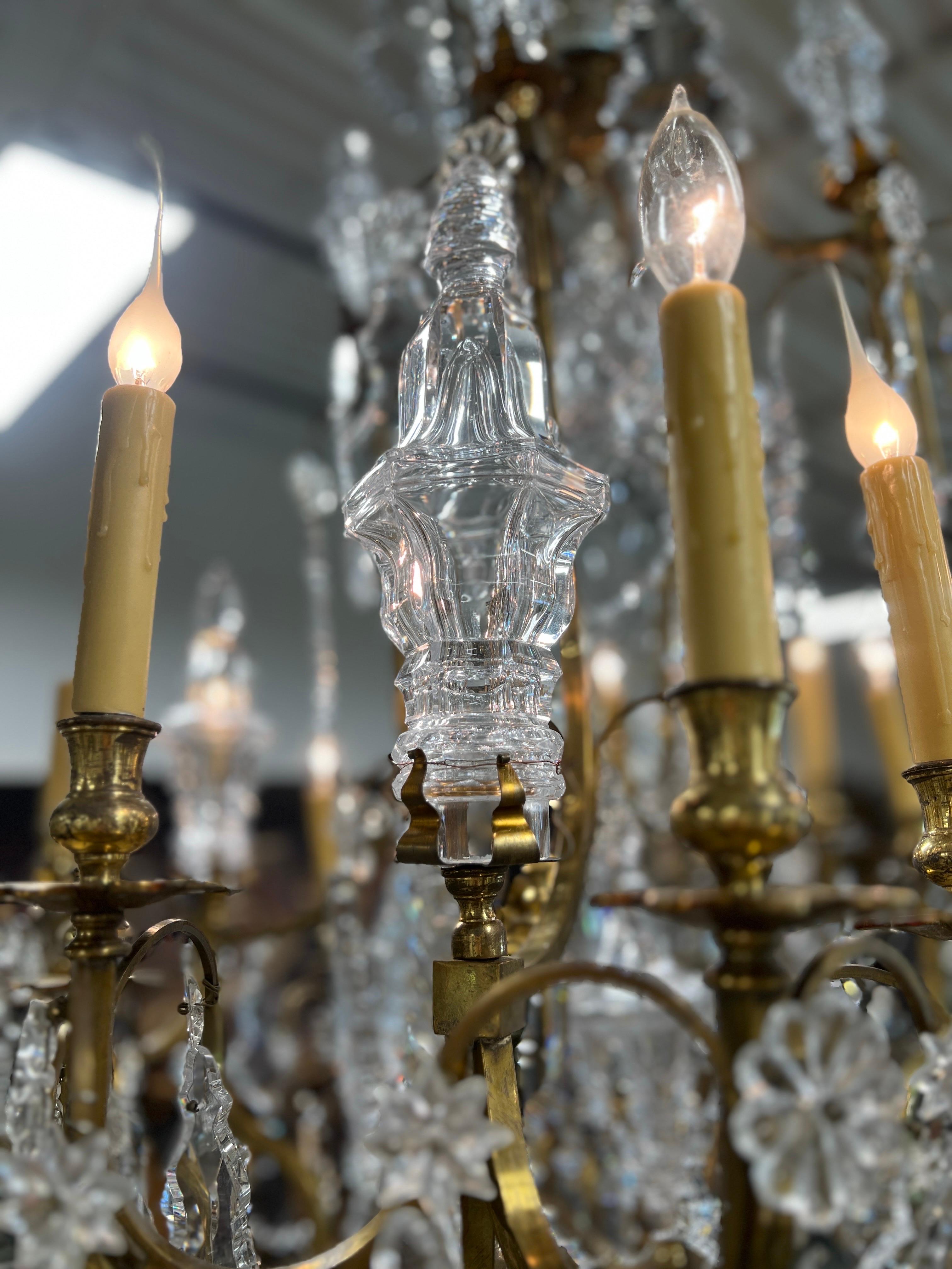Palatial 19th Century French Louis XV Gilt Bronze & Crystal 16-Light Chandelier For Sale 12