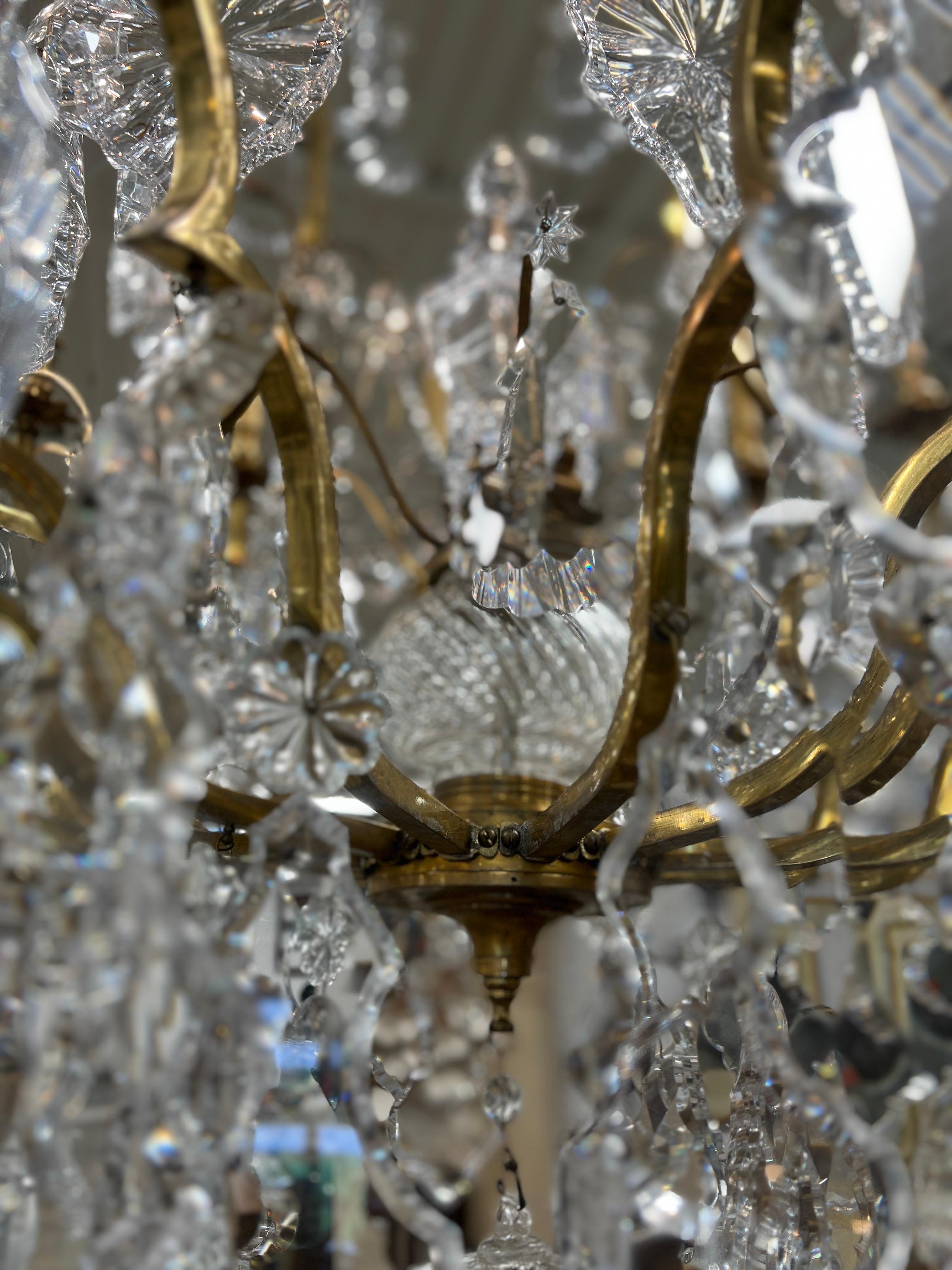 Palatial 19th Century French Louis XV Gilt Bronze & Crystal 16-Light Chandelier For Sale 3