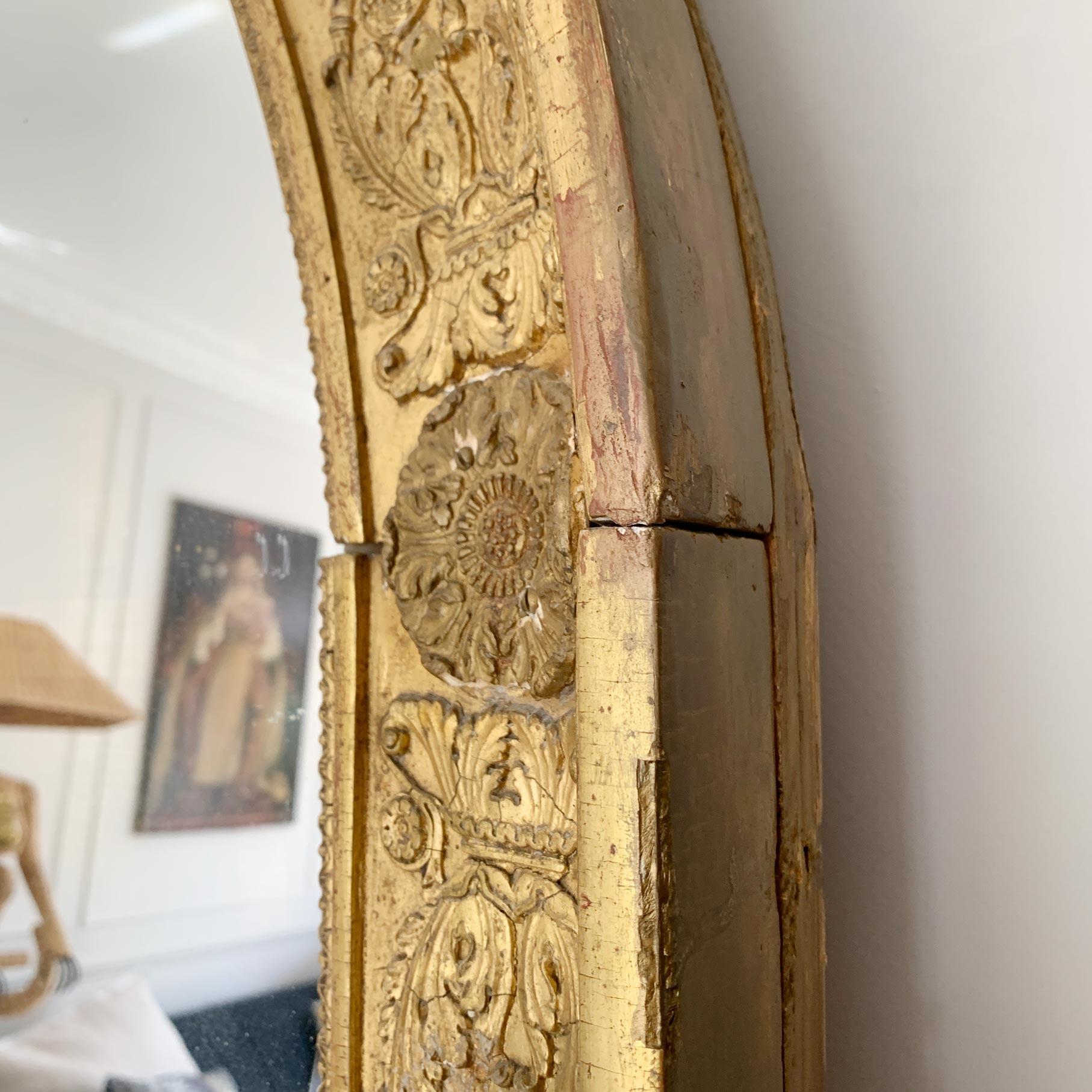 Gesso Palatial 19th C French Split Plate Gold Mirror of Enormous Proportions For Sale