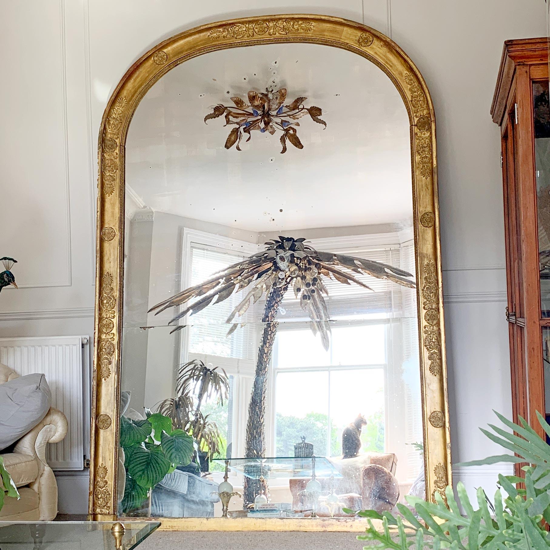 Palatial 19th C French Split Plate Gold Mirror of Enormous Proportions For Sale 1