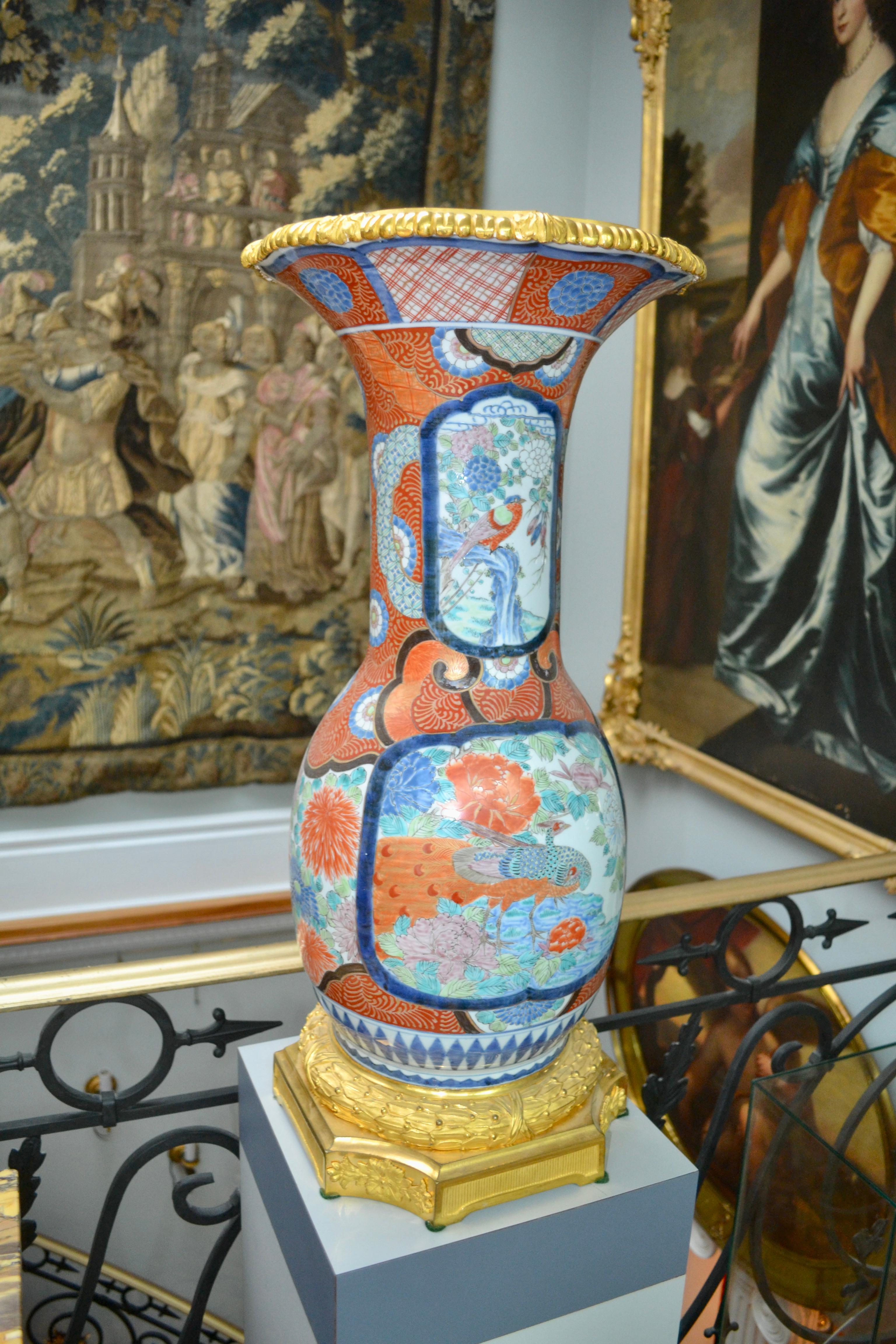 Palatial 19th Century Japanese Imari Vases with French Gilt Bronze Mounts, Pair For Sale 8