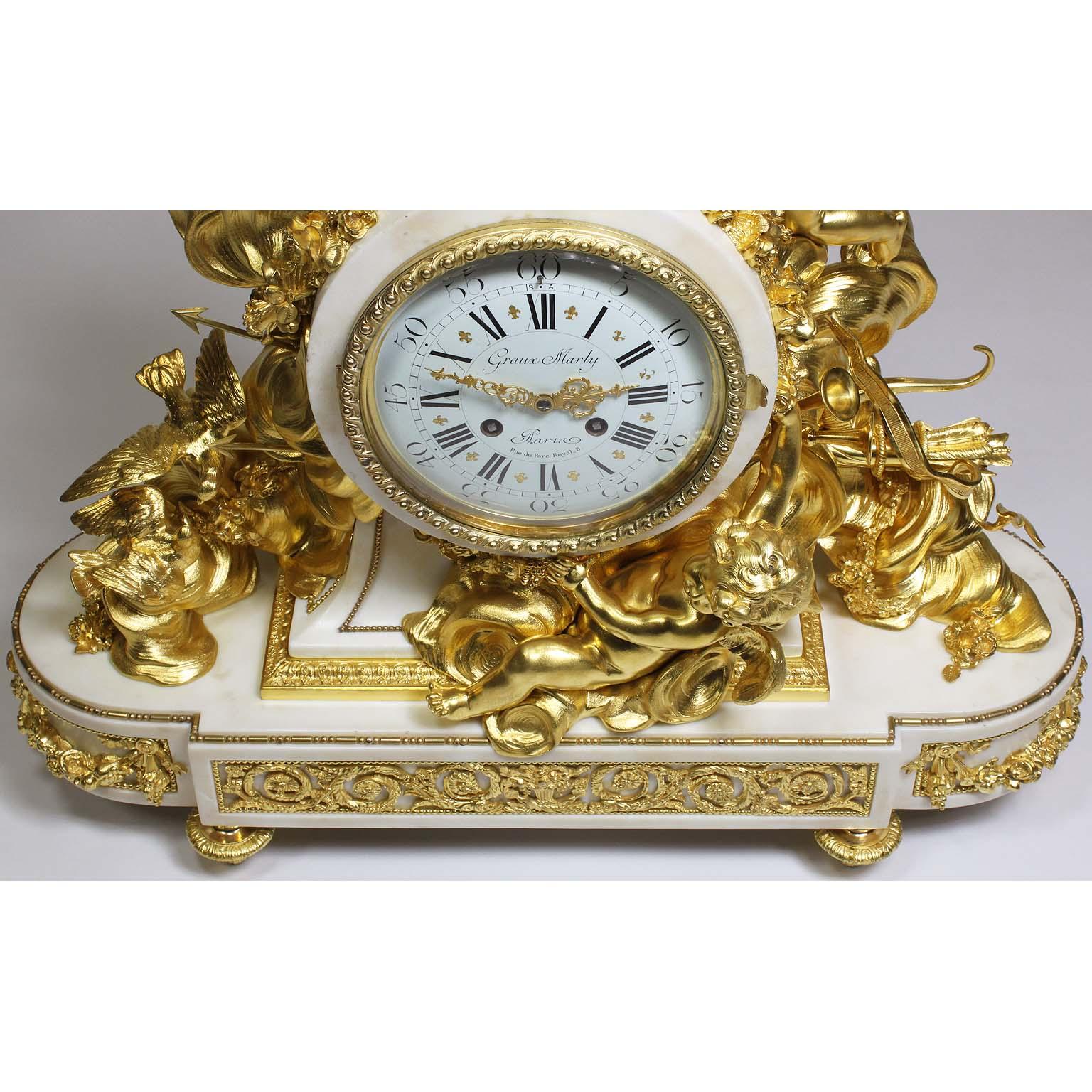 Palatial 19th Century Louis XV Style Ormolu Mantel Cherub Clock Attr. Beurdeley  4