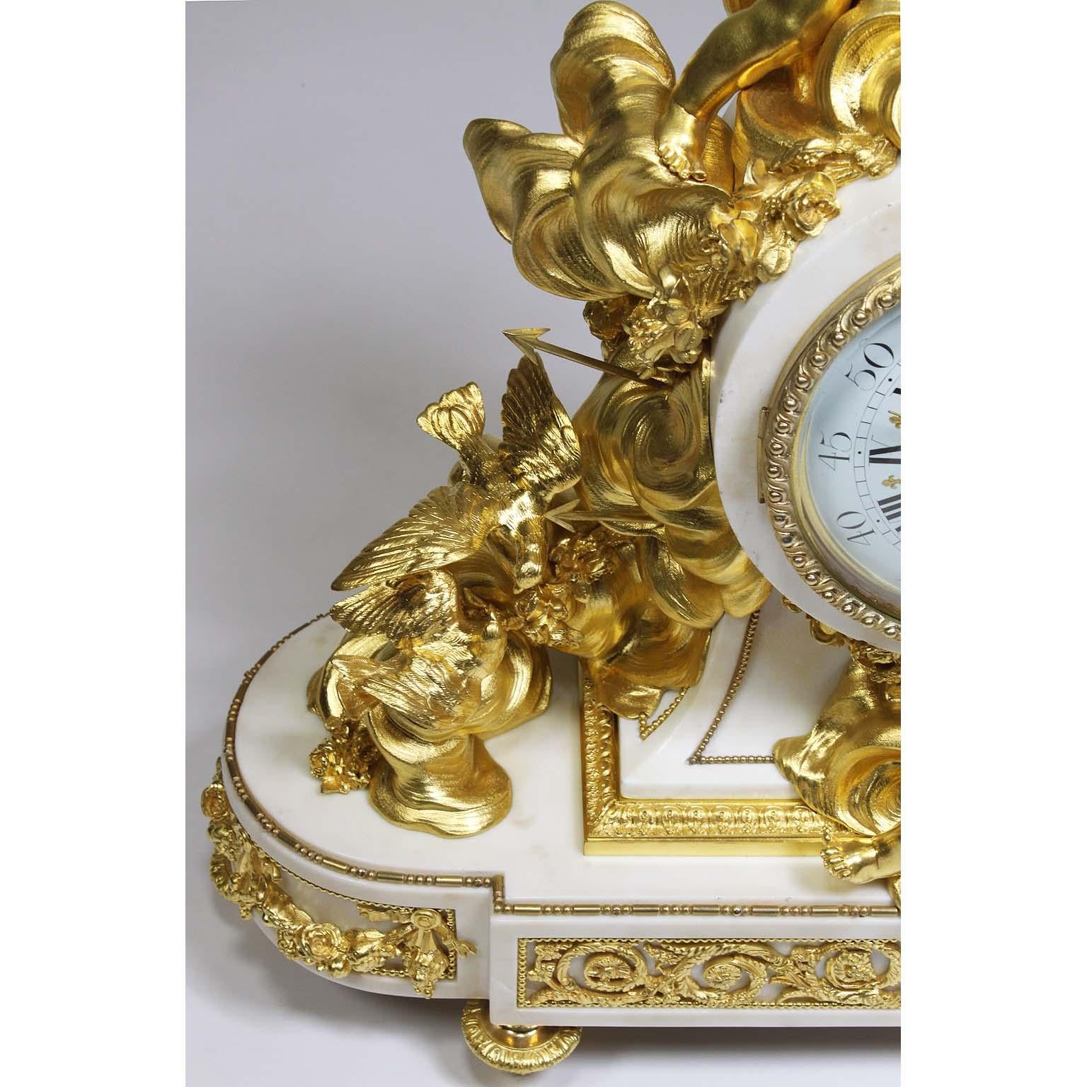 Palatial 19th Century Louis XV Style Ormolu Mantel Cherub Clock Attr. Beurdeley  5