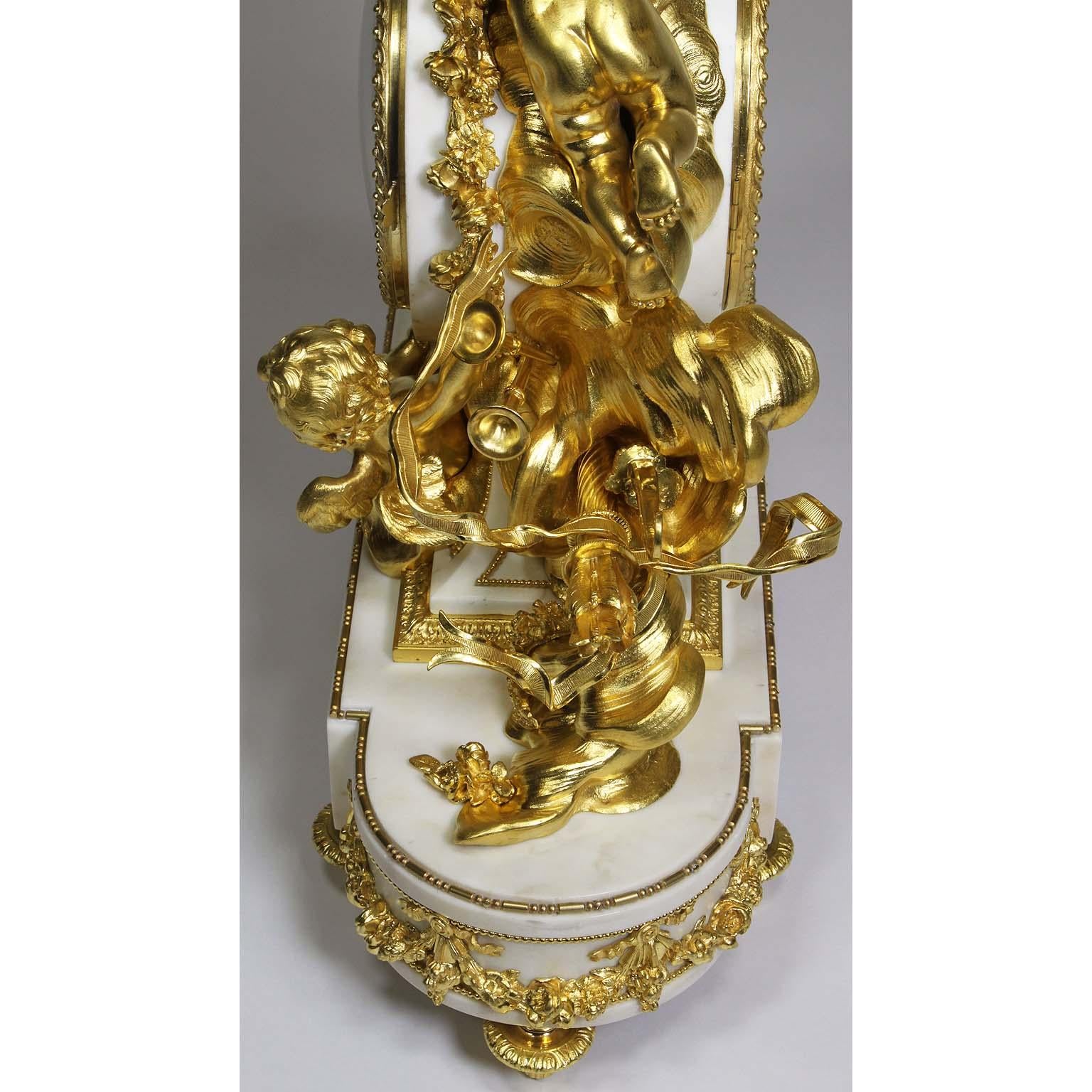 Palatial pendule à chérubin en bronze doré de style Louis XV du 19e siècle Attr. Beurdeley  8
