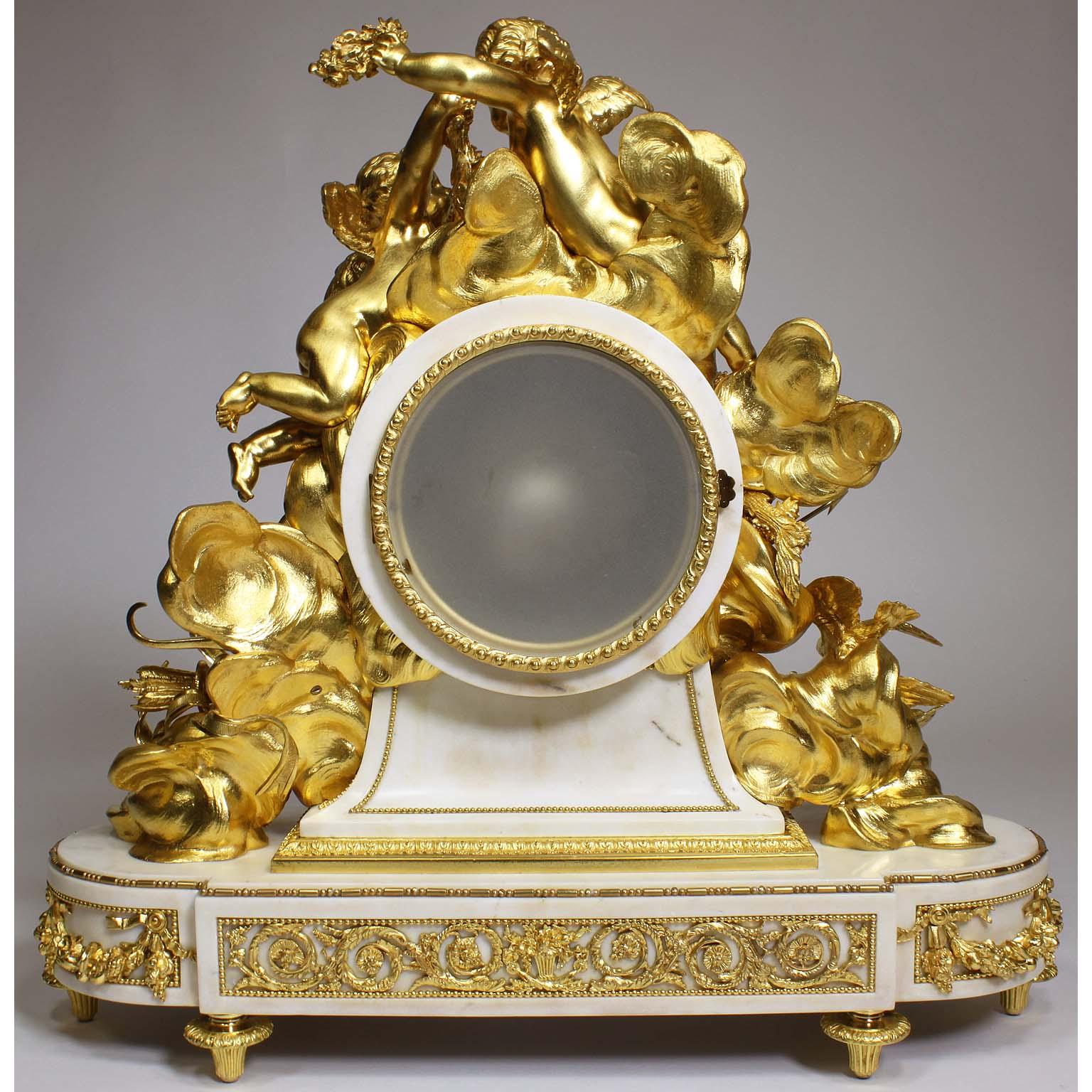 Palatial pendule à chérubin en bronze doré de style Louis XV du 19e siècle Attr. Beurdeley  9