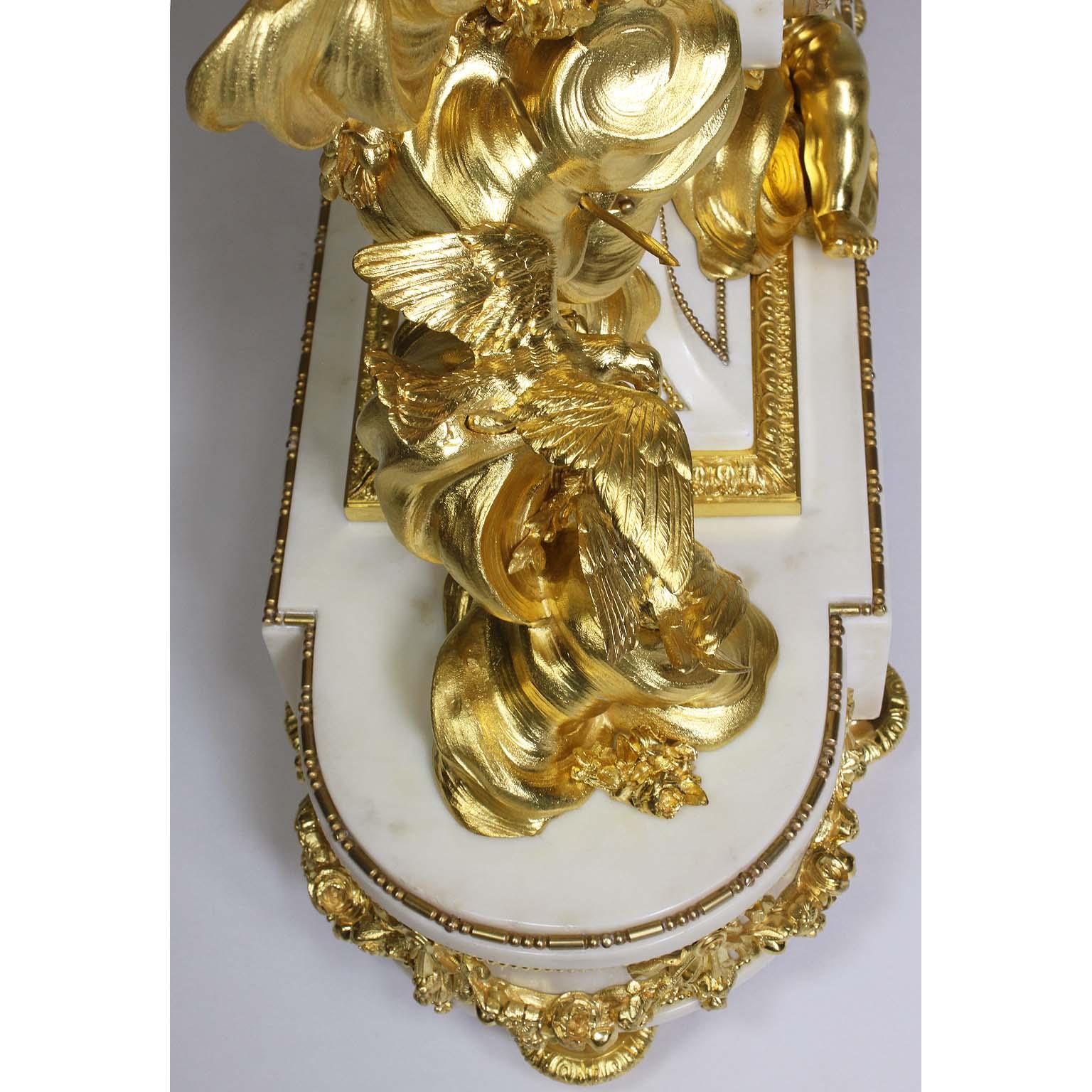 Palatial 19th Century Louis XV Style Ormolu Mantel Cherub Clock Attr. Beurdeley  14
