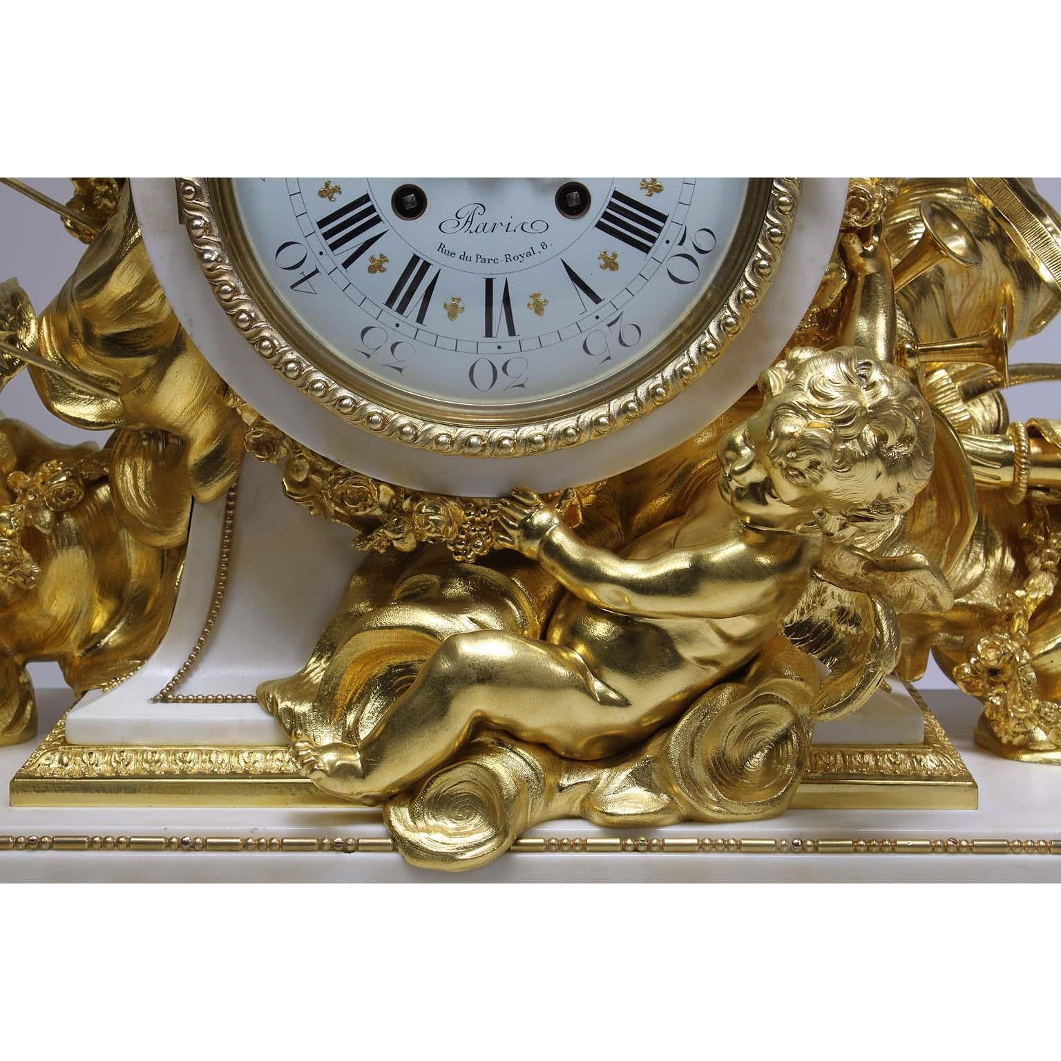 Gilt Palatial 19th Century Louis XV Style Ormolu Mantel Cherub Clock Attr. Beurdeley 