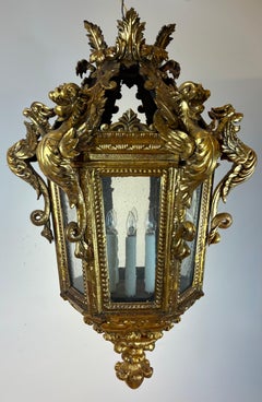 Palatial 19th Century Northern Italian Carved Gilt Wood Baroque Style Lantern