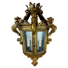 Palatial 19th Century Northern Italian Carved Gilt Wood Baroque Style Lantern