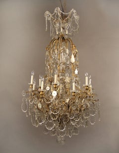 Palatial and Rare 19th Century Gilt Bronze and Baccarat Crystal Chandelier